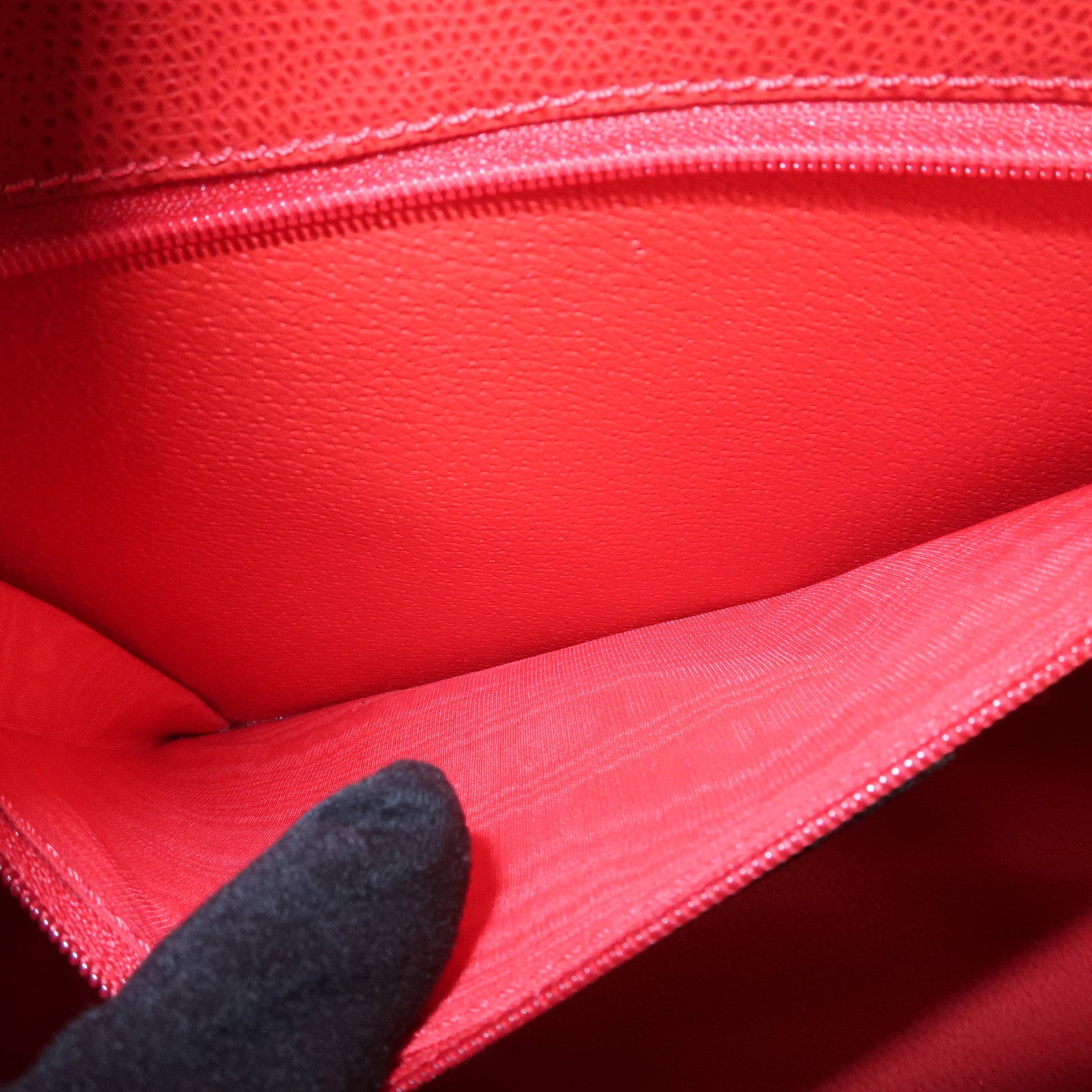 CELINE Leather Top Handle Turn Lock 2Way Hand Bag Shoulder Bag Red