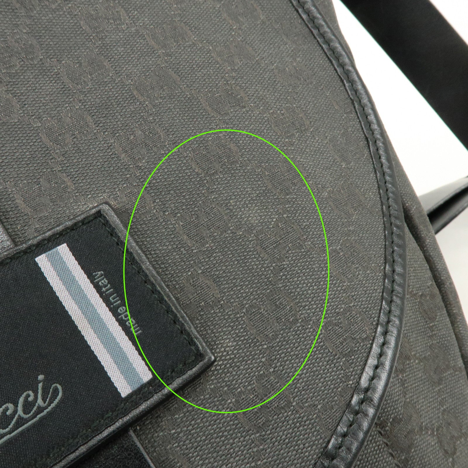 GUCCI Crest GG Canvas Leather Shoulder Bag Grey Black 223680