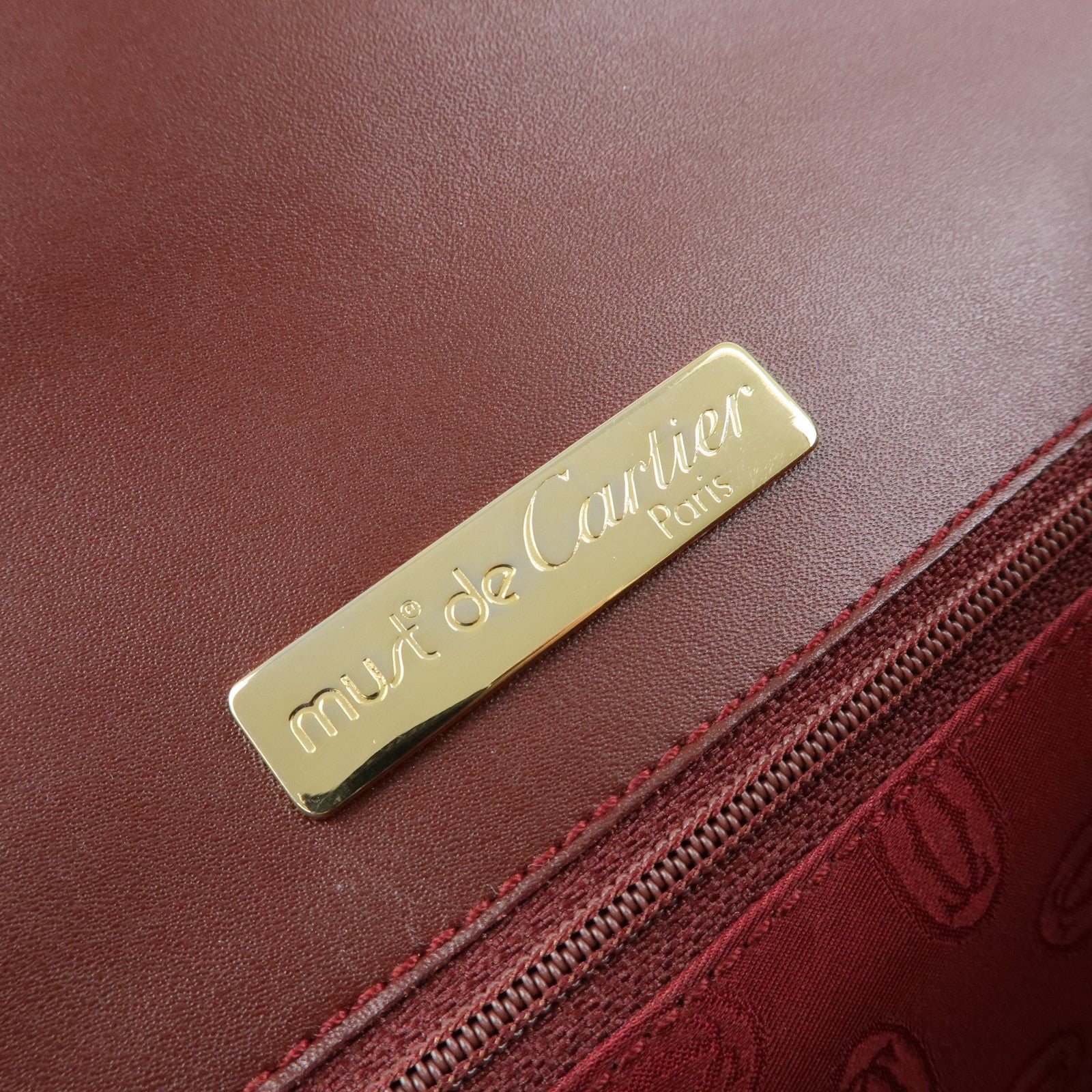 Cartier Must de Cartier Leather Clutch Bag Flat Pouch Bordeaux