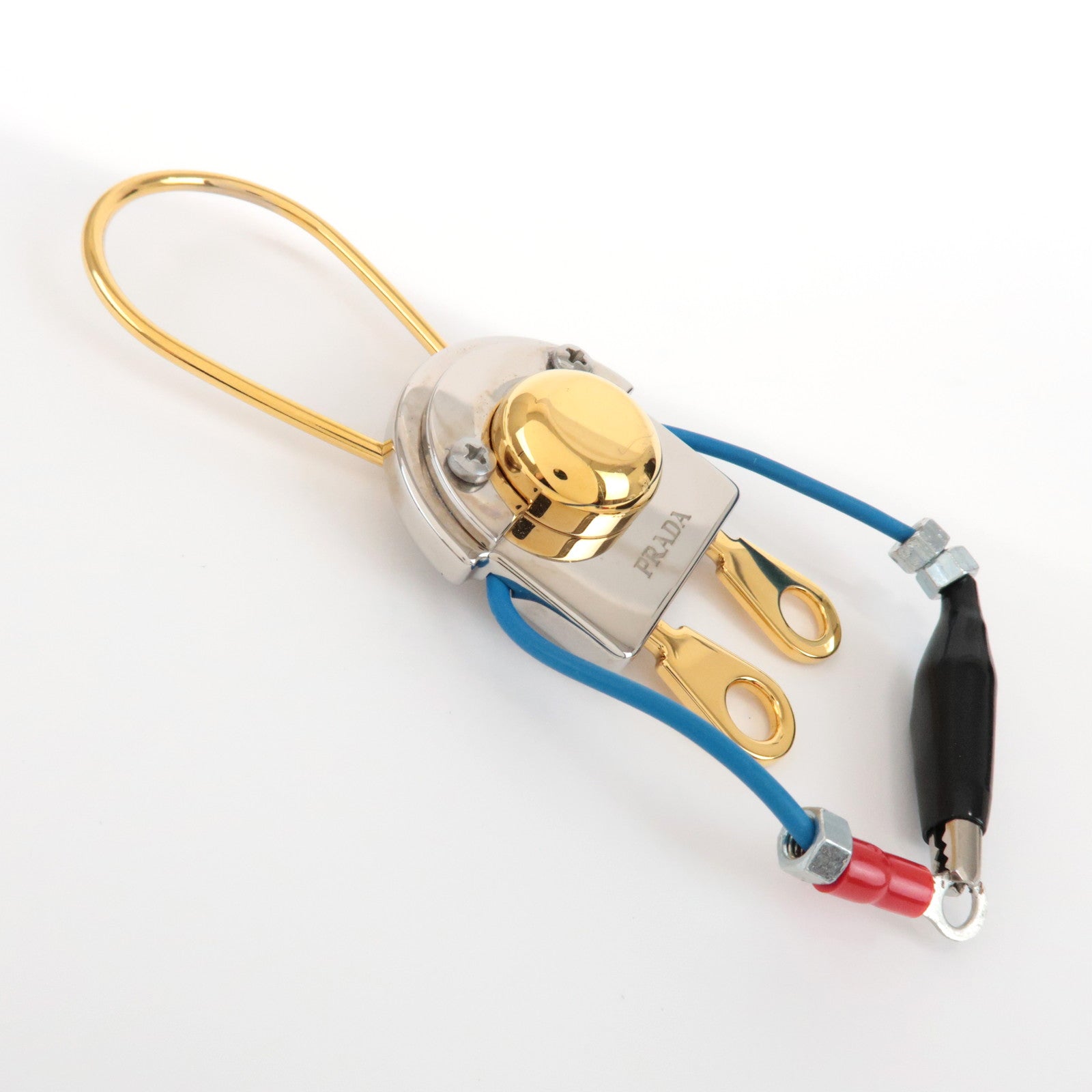 PRADA Metal Robot Bag Key Charm Key Chain Silver Gold