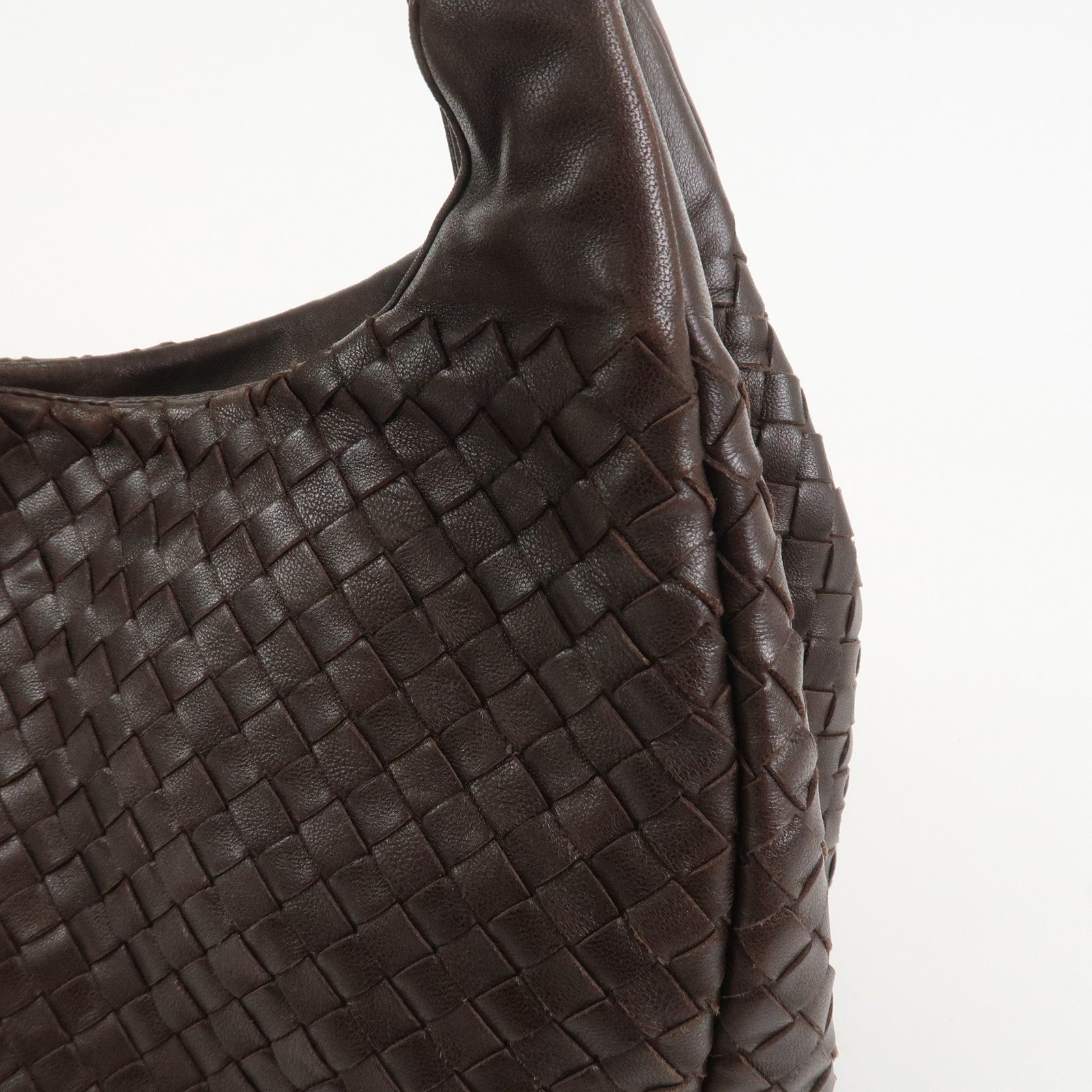 BOTTEGA VENETA Intrecciato Campana Shoulder Bag Brown 125787