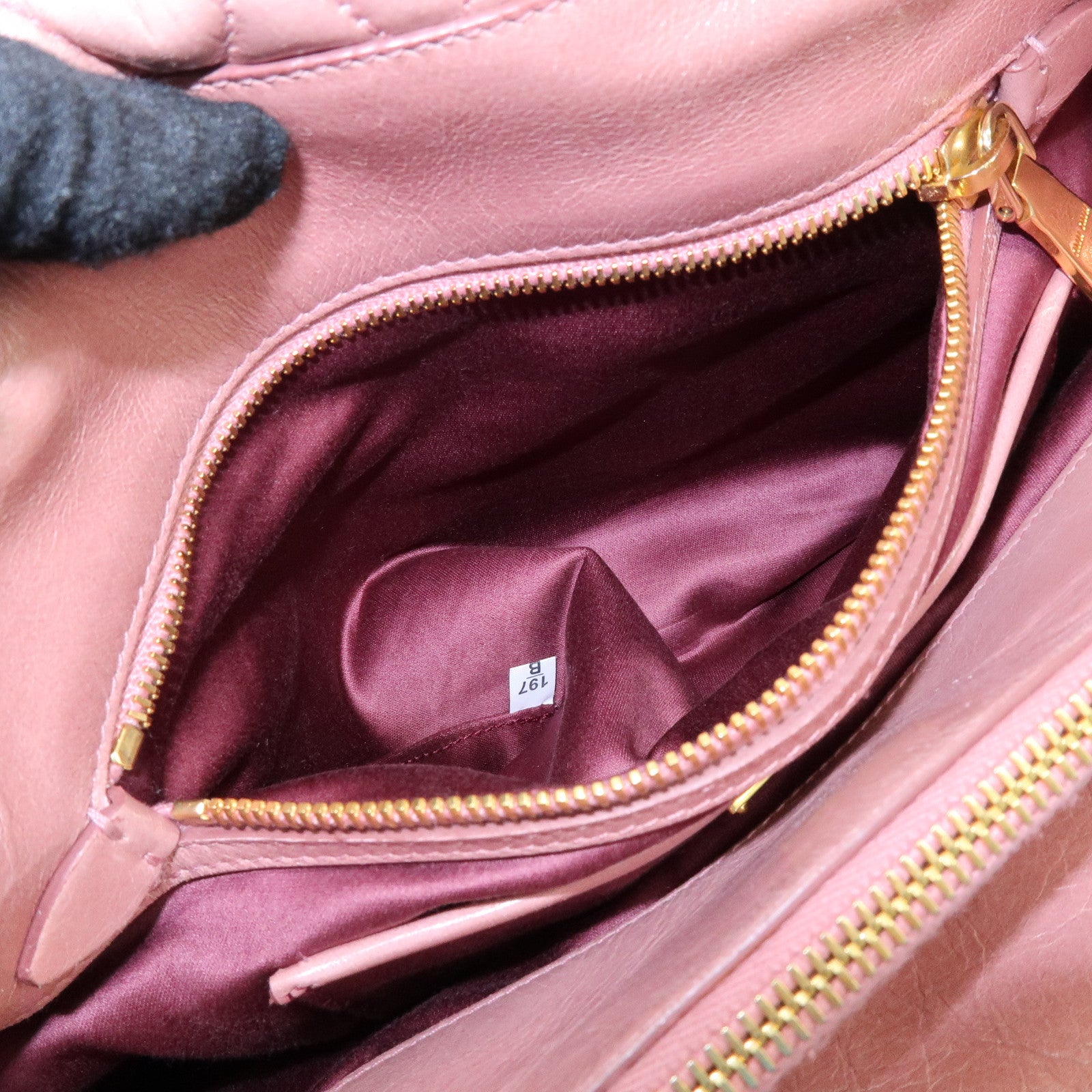 MIU MIU Logo Leather Hand Bag Tote Bag Pink RN1098