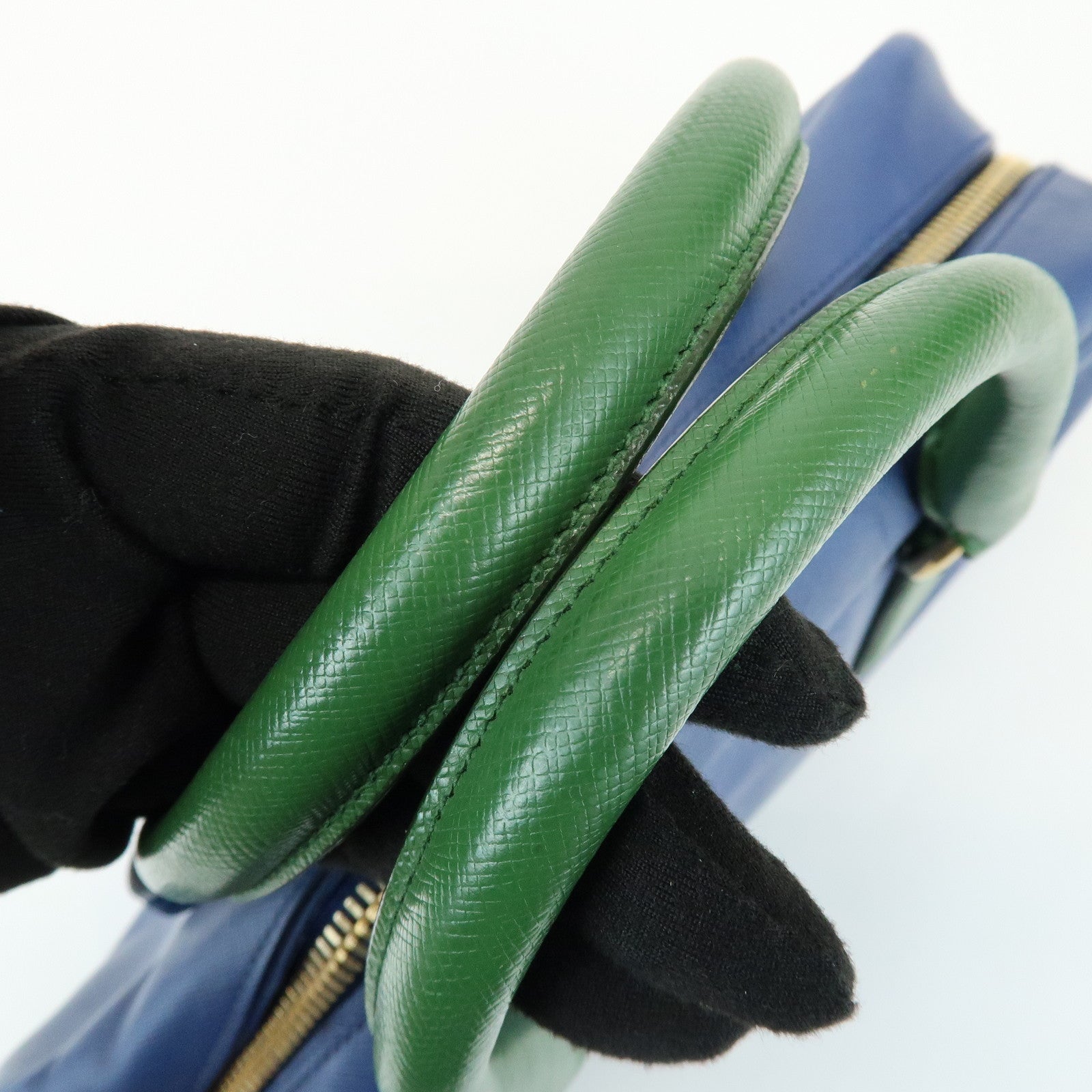 PRADA Triangle Logo 2Way Bag Hand Bag Shoulder Bag Blue Green
