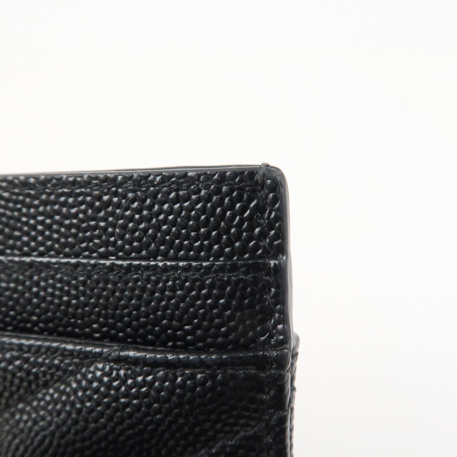 SAINT LAURENT PARIS Casandra Leather Card Case Black 423291
