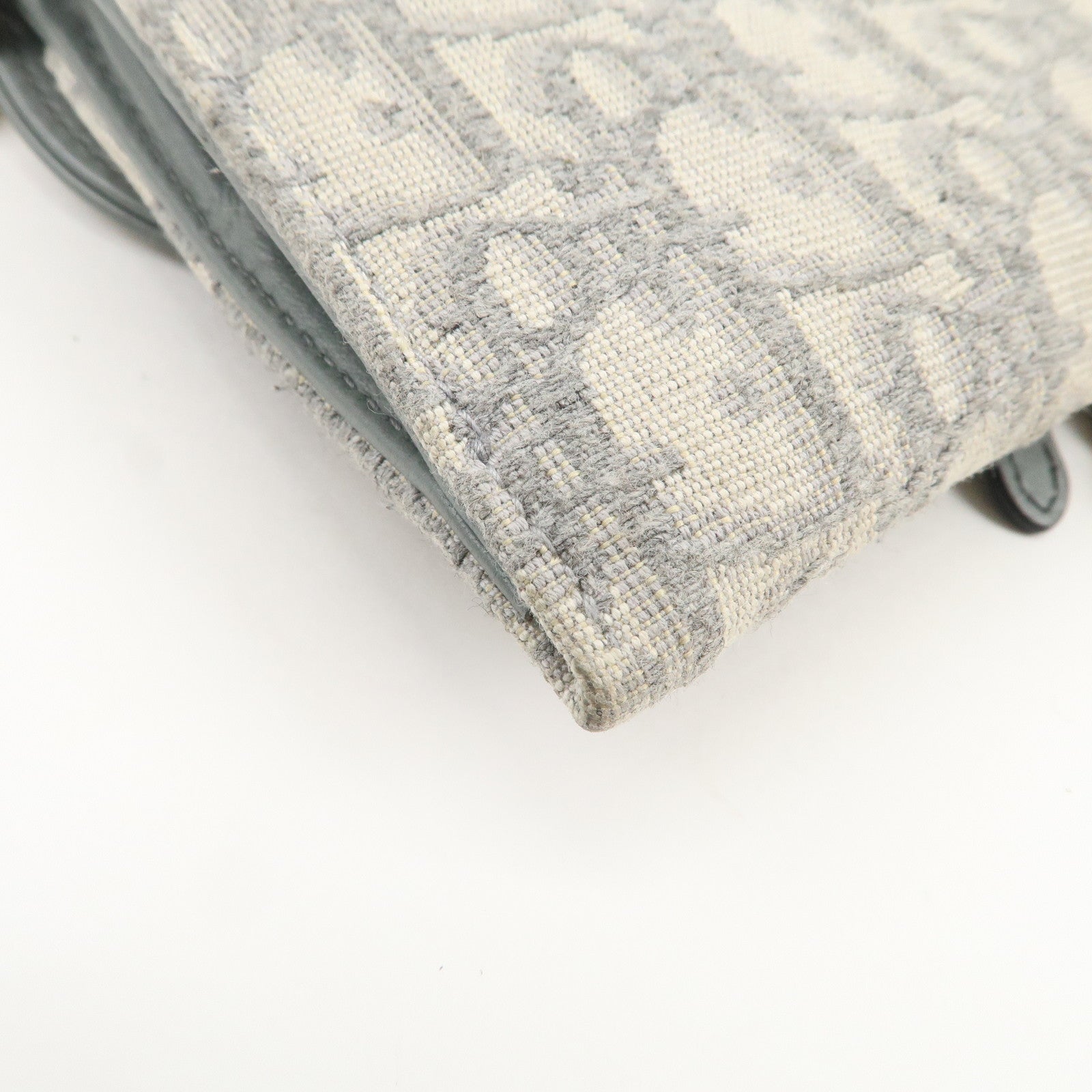 Christian Dior Oblique Jacquard Calf Leather Chain Wallet Gray WOC