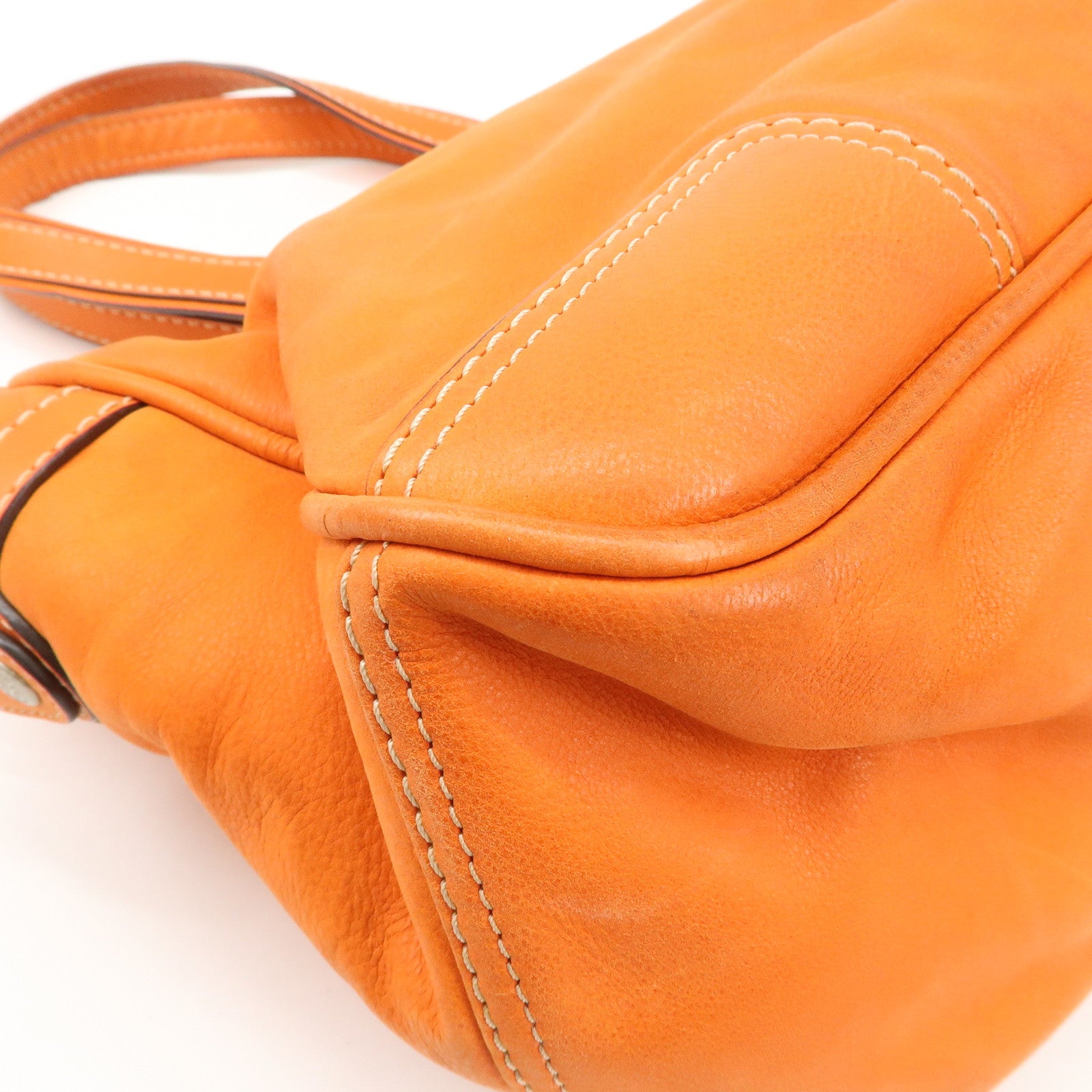 LOEWE Anagram Bolso Leather Tote Bag Shoulder Bag Orange Used