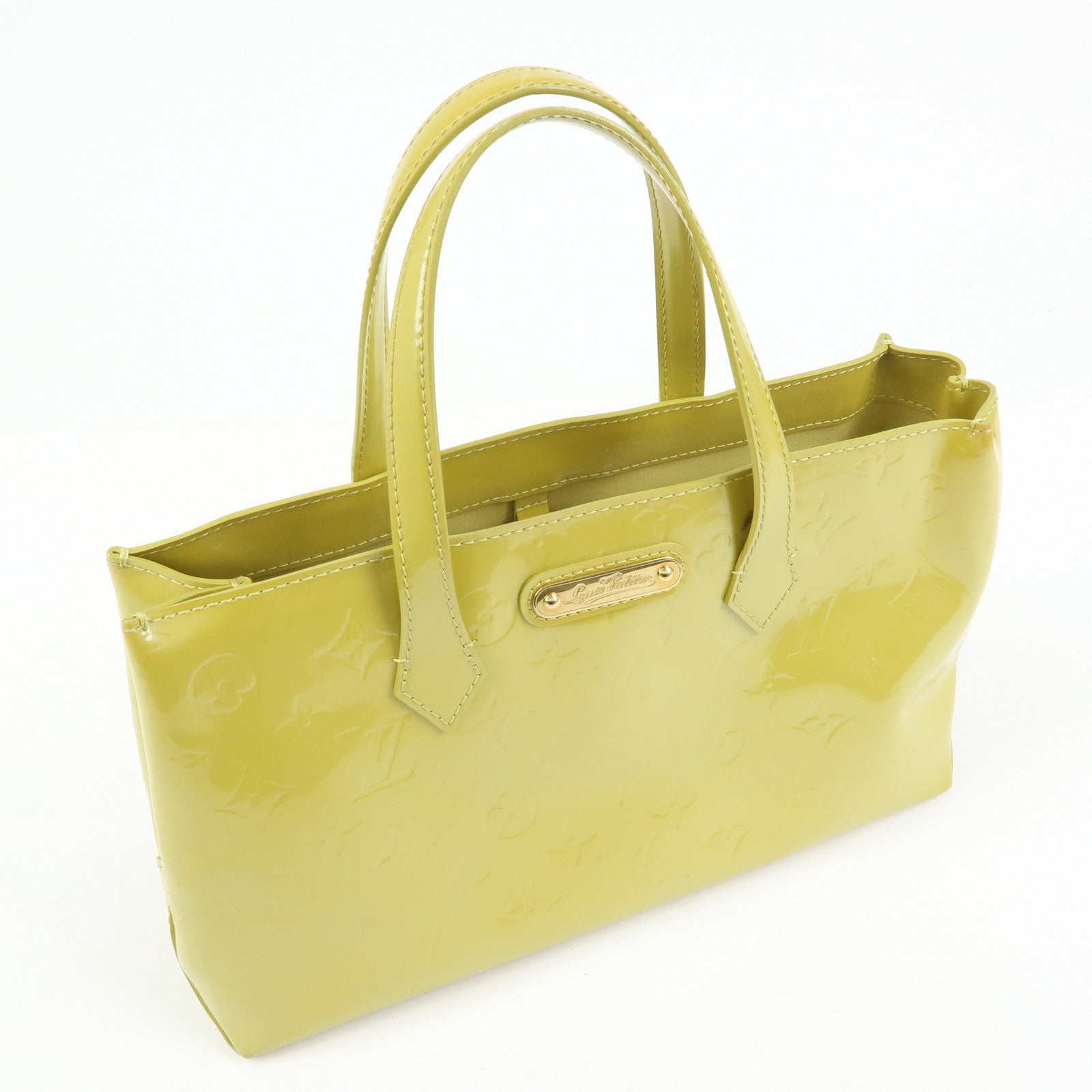 Louis Vuitton Monogram Vernis Wilshire PM Hand Bag Green M91643