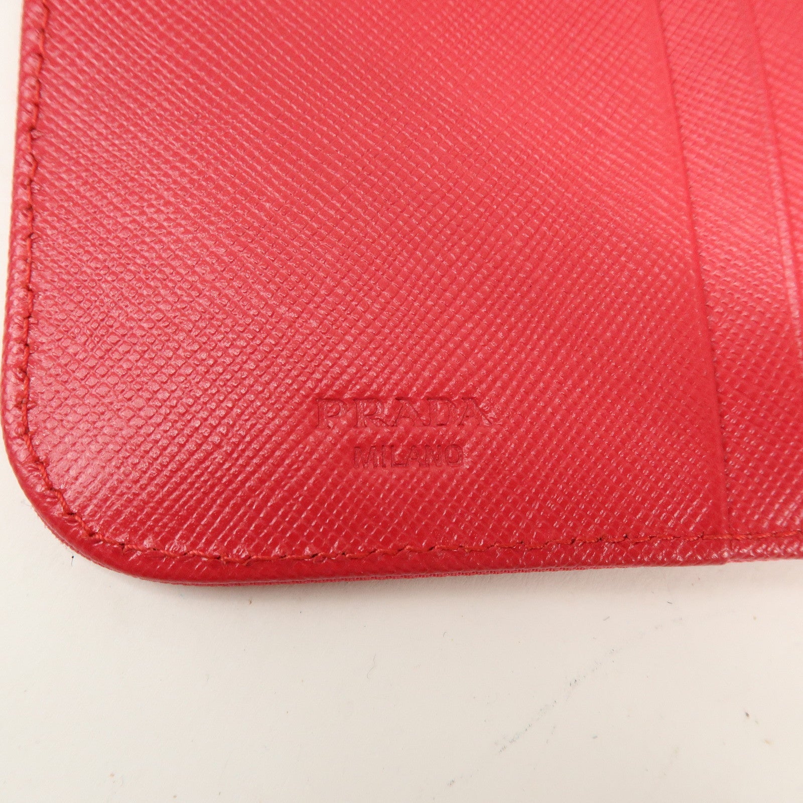 PRADA Triangle Logo Nylon Leather Round Zippy Compact Wallet Pink