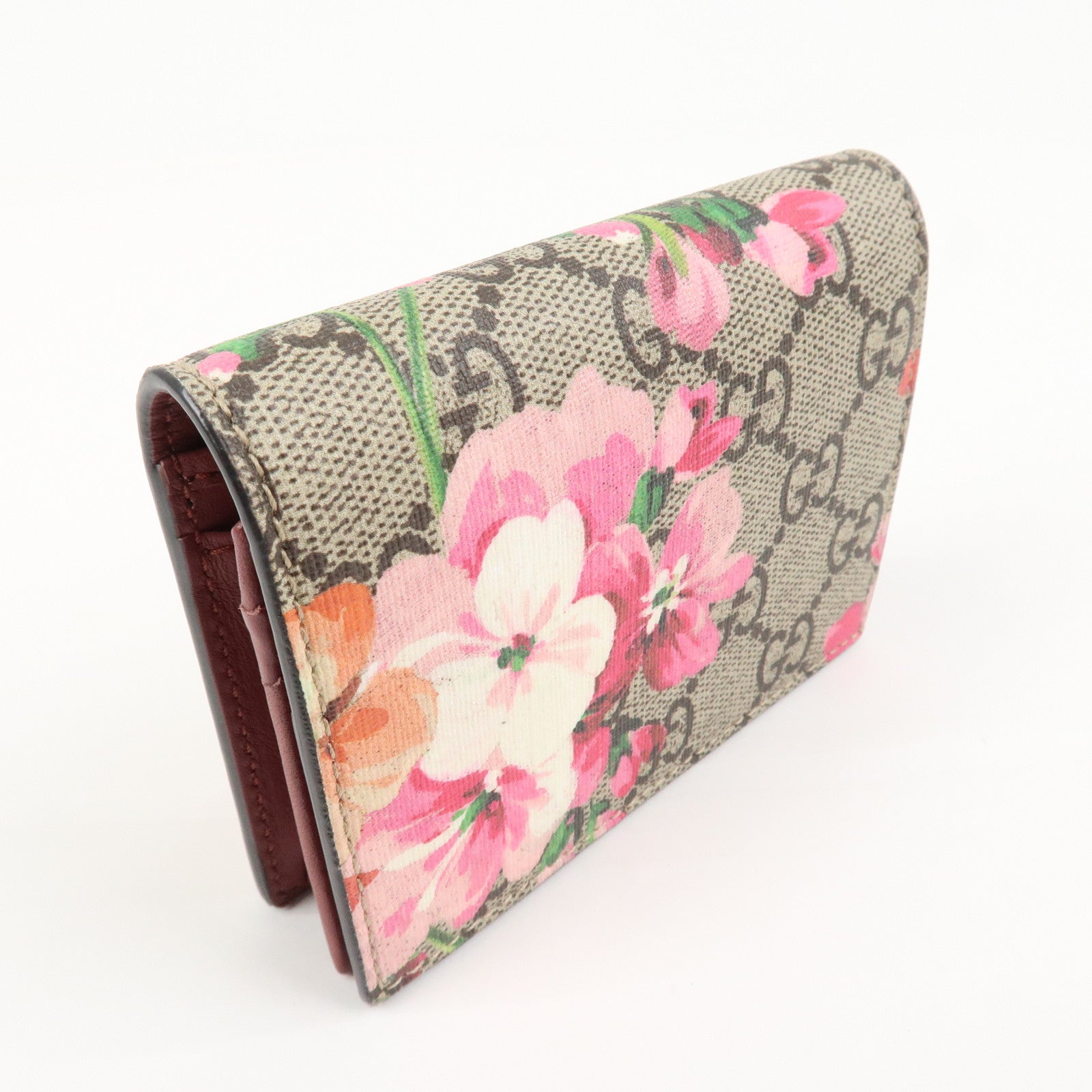 GUCCI GG Brooms GG Supreme Compact Wallet Beige Pink 453176