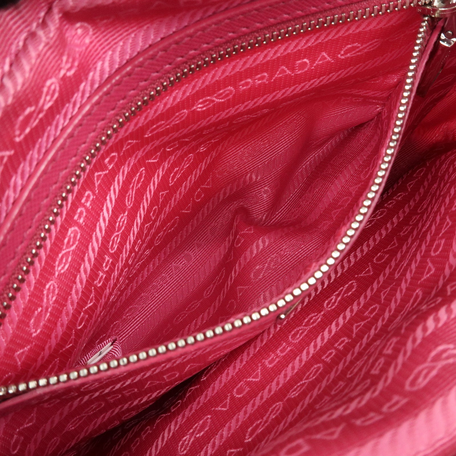 PRADA Triangle Logo Nylon Leather Shoulder Bag Pink BT1010