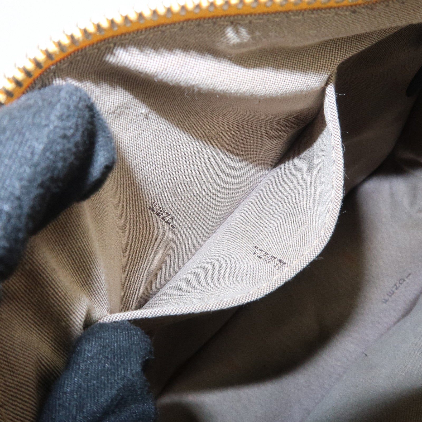 FENDI Zucchino Canvas Leather Shoulder Bag Beige Yellow 8BT089