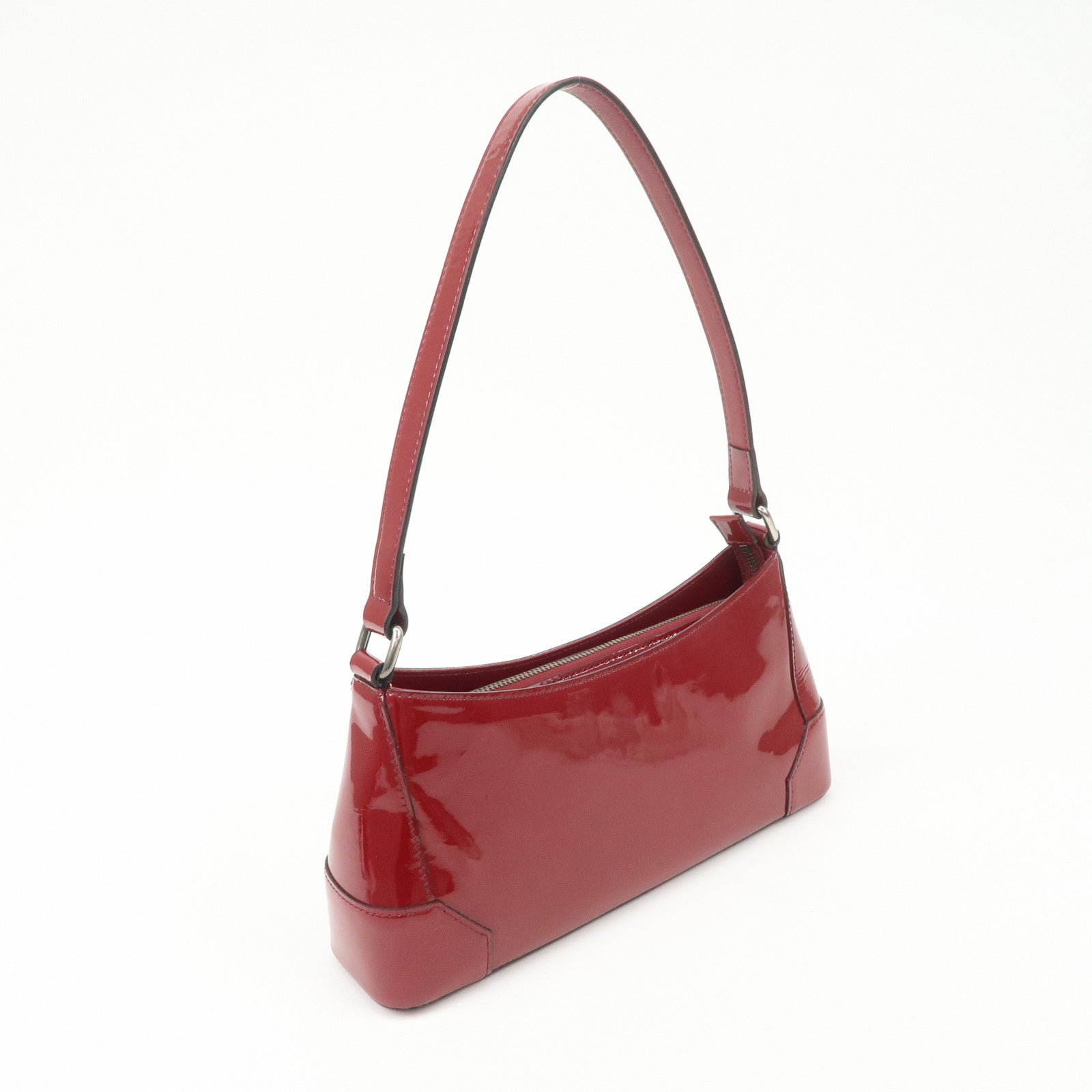 BURBERRY Patent Leather Shoulder Bag Hand Bag Red