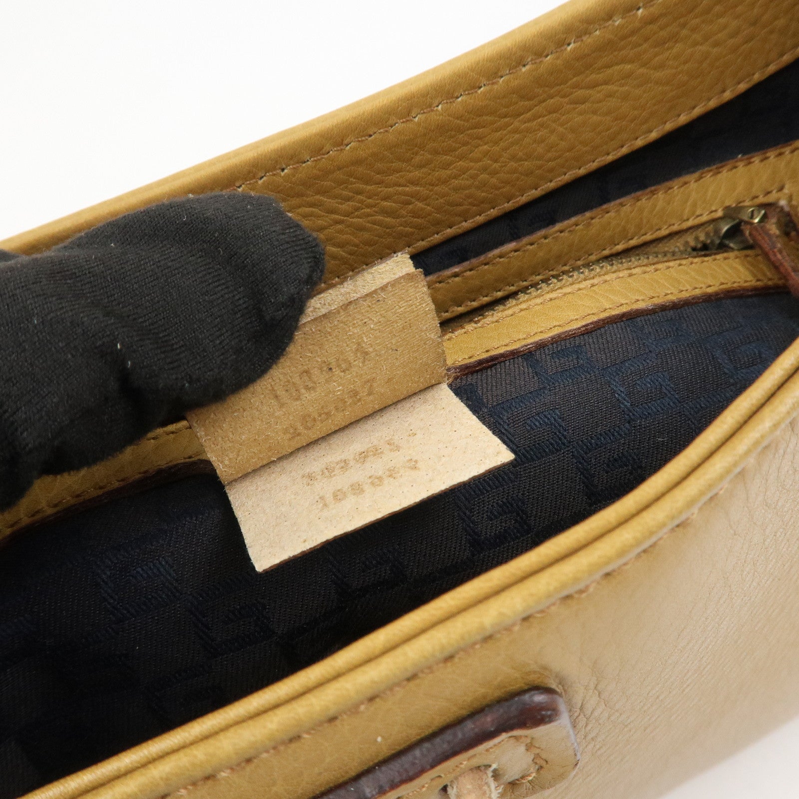 GUCCI Leather Shoulder Bag Hand Bag Beige 108964