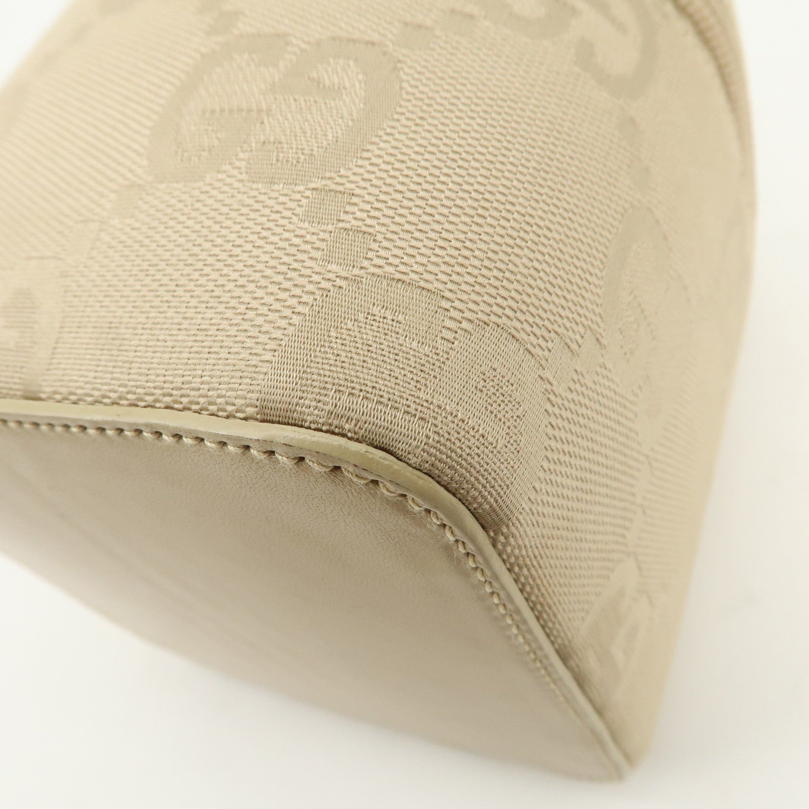 GUCCI GG Canvas Leather Vanity Bag Hand Bag Light Beige 039.1052
