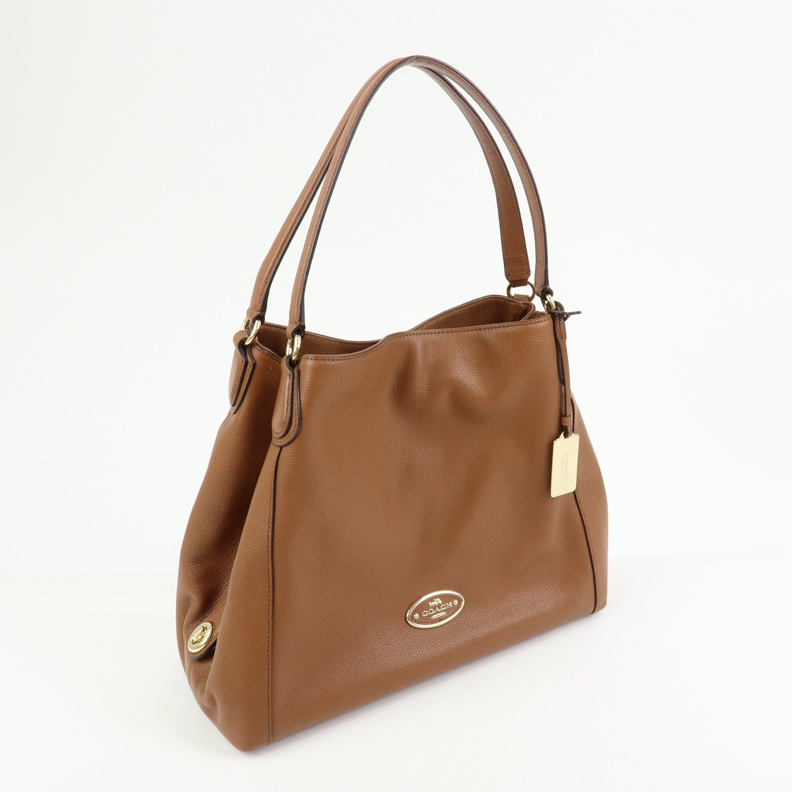 COACH Logo Leather Shoulder Bag Hand Bag Brown