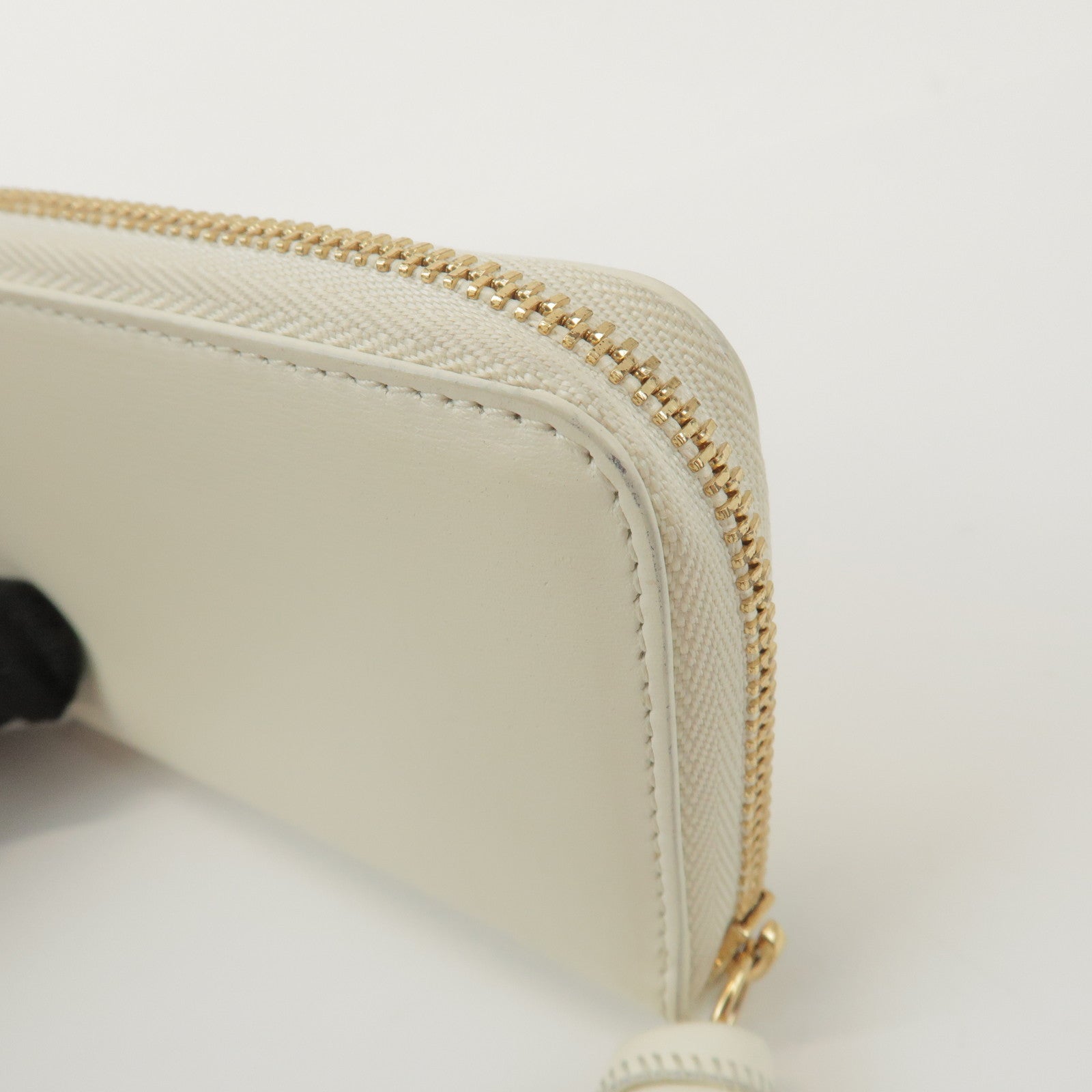 JIL SANDER Logo Leather Round Zippy Coin Case Coin Wallet Ivory