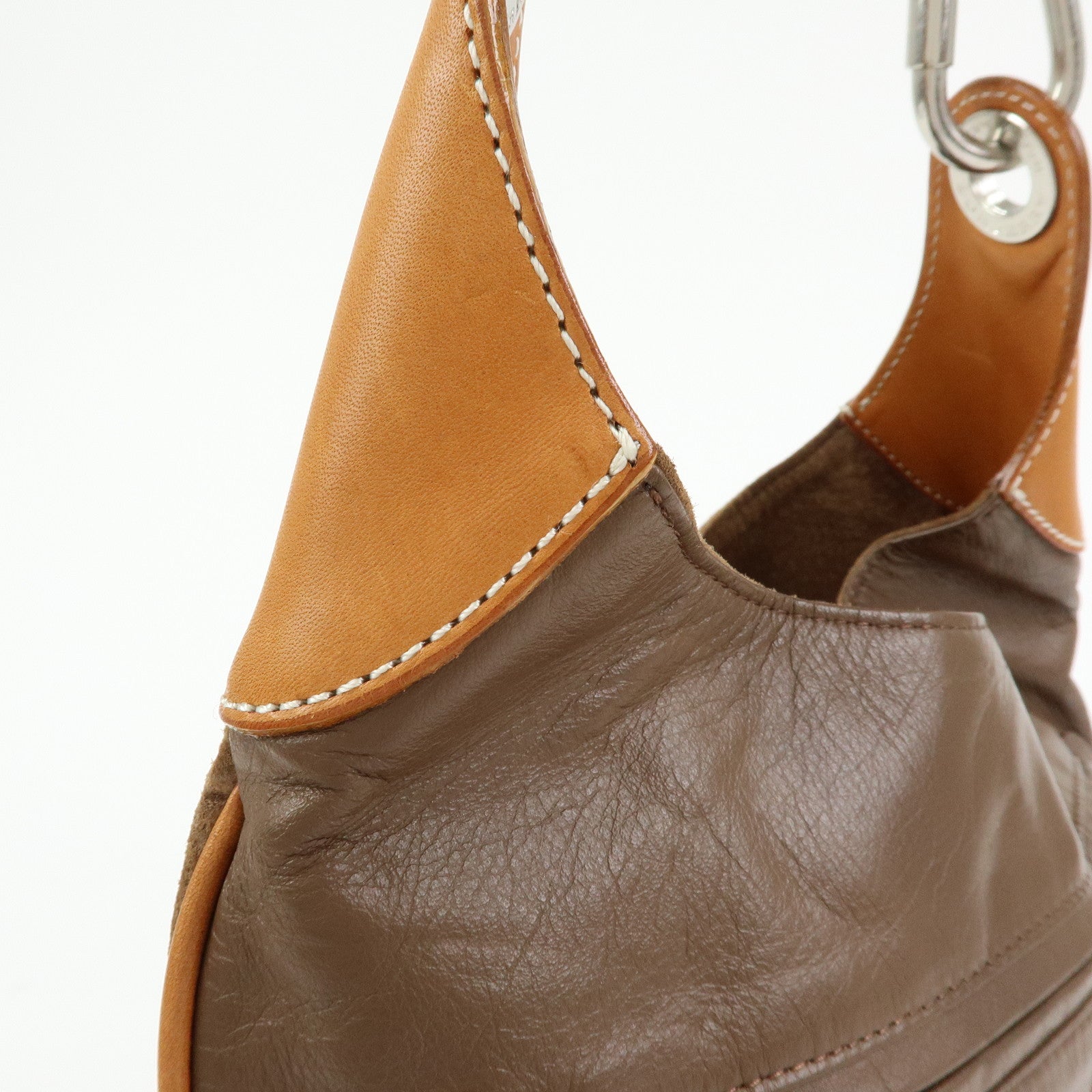 BURBERRY Blue Label Suede Leather Shoulder Bag Crossbody Bag Brown