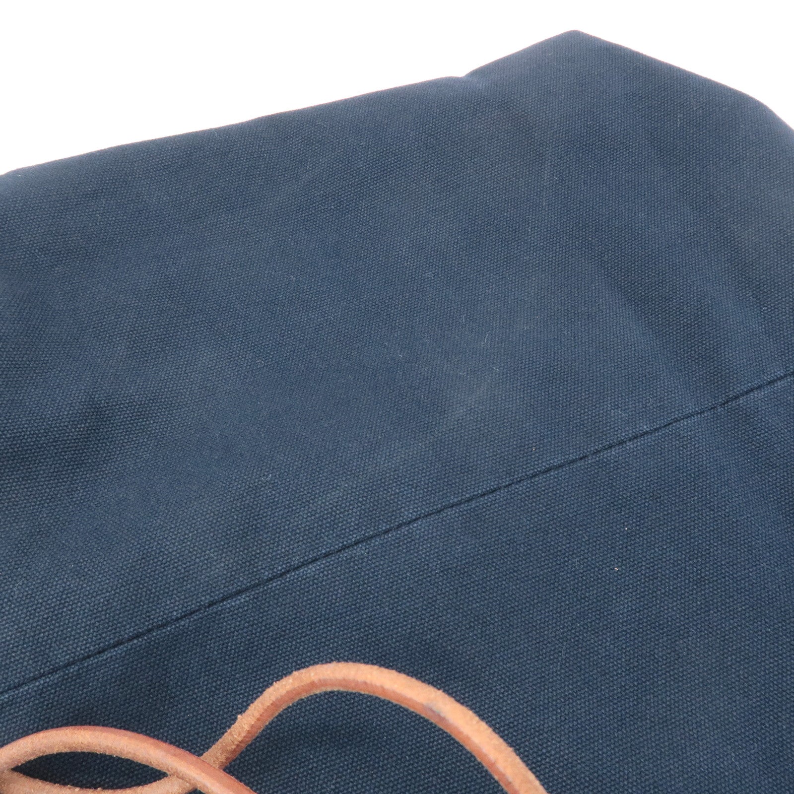 HERMES Canvas Leather Porochon Mimil PM Drawstring Shoulder Bag Used