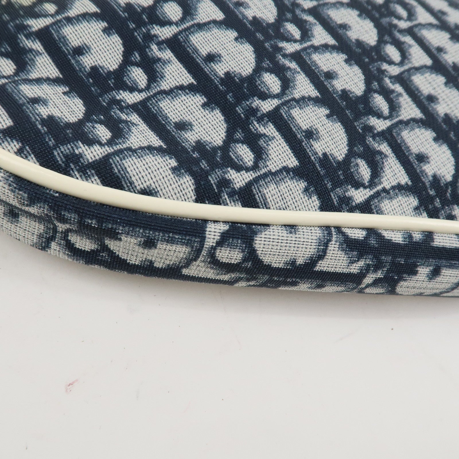 Christian Dior Trotter Jacquard Leather Saddle Bag Mini Navy White Used