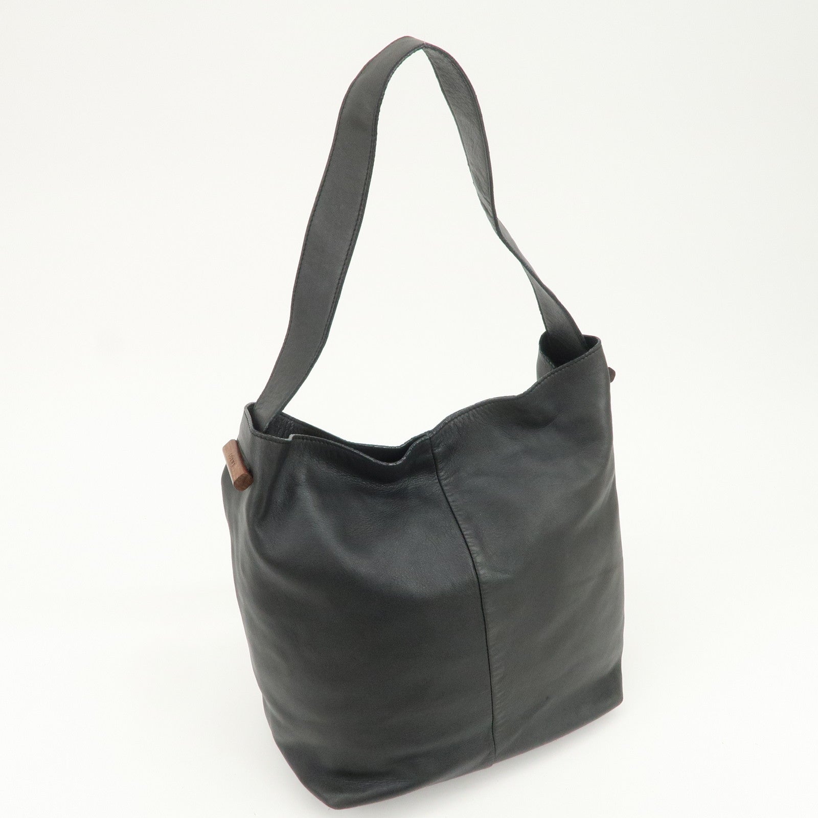 LOEWE Logo Leather Shoulder Bag Hand Bag Black