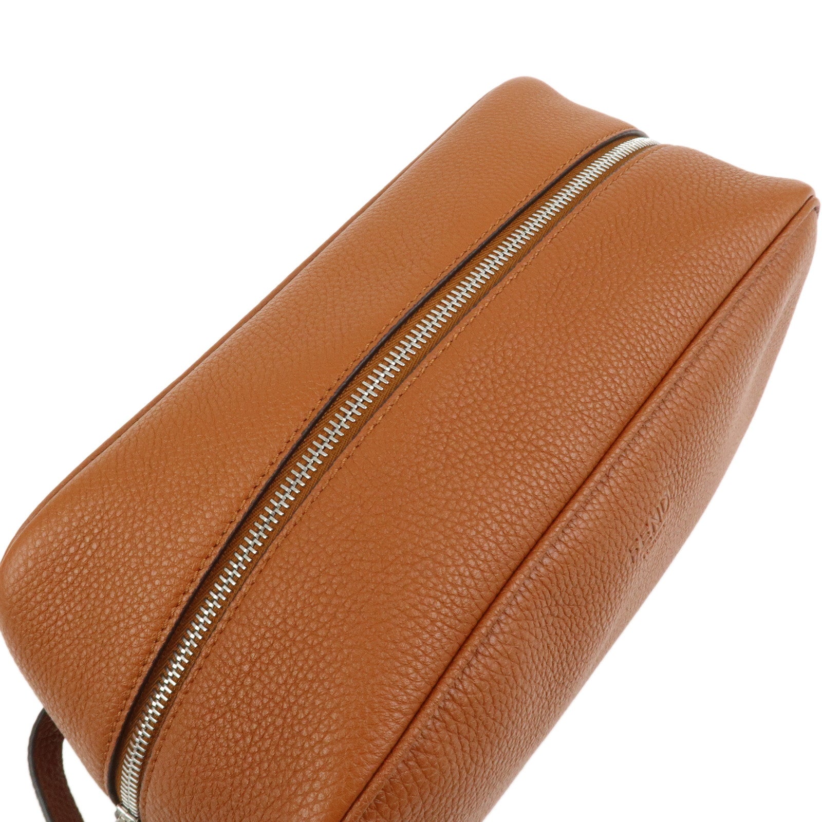 FENDI Leather Clutch Bag Hand Bag Brown 7AS378