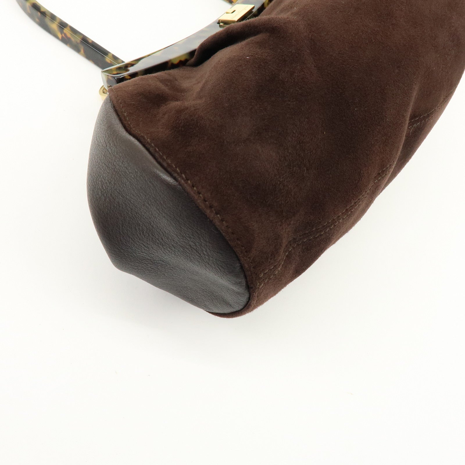 Ferragamo Suede Leather Plastic Shoulder Bag Hand Bag Brown