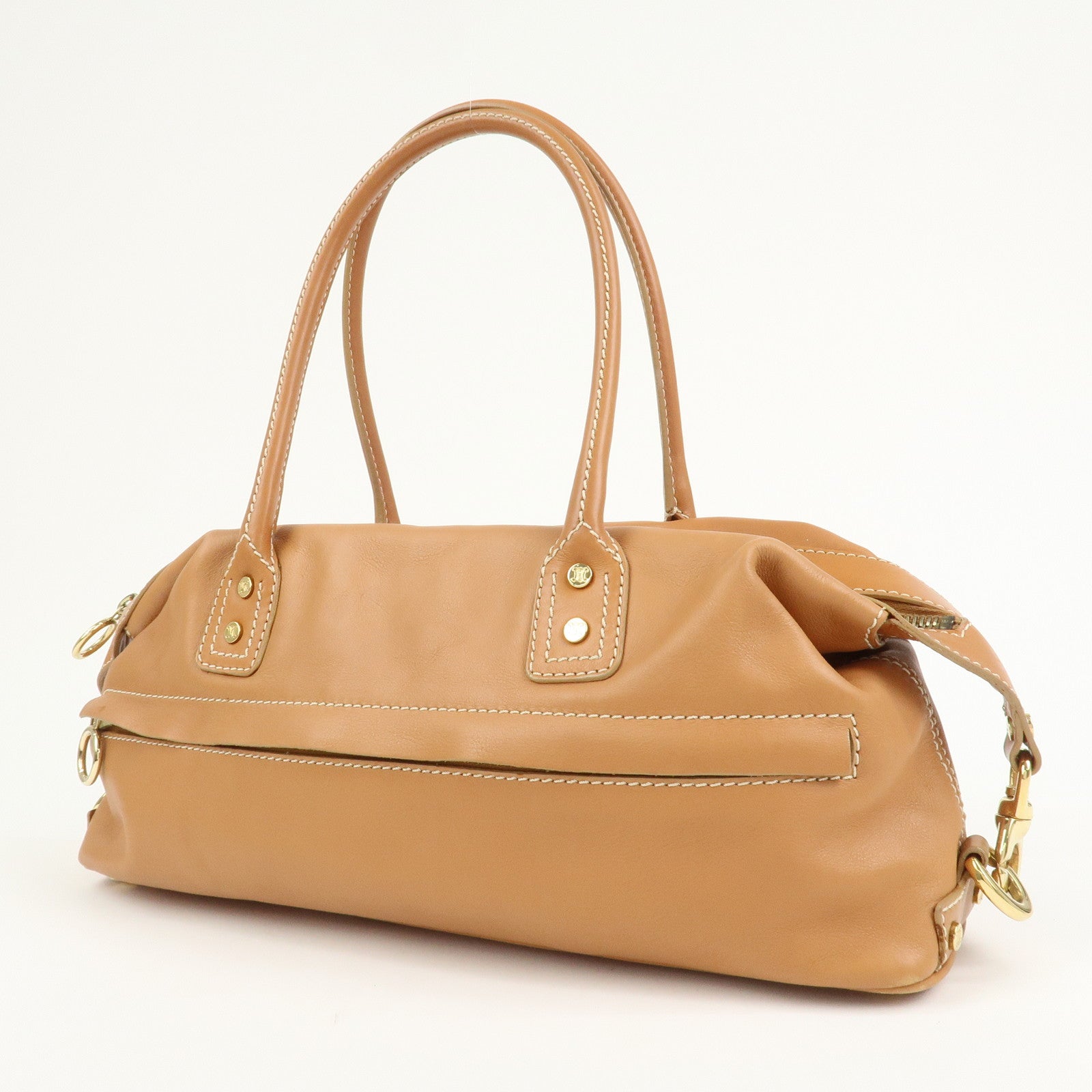 CELINE Macadam Leather Shoulder Bag Hand Bag Brown