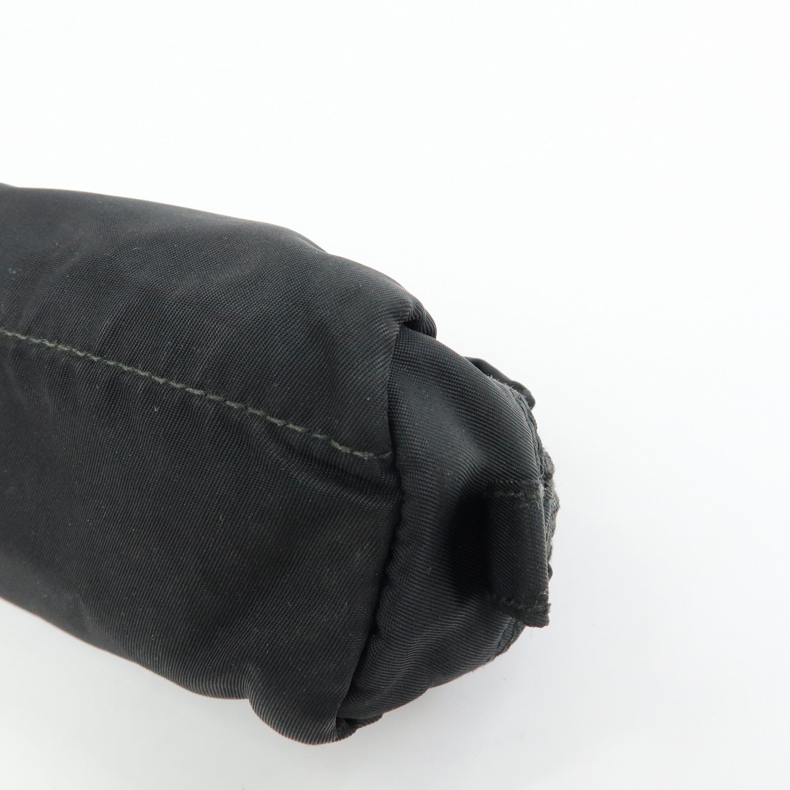 PRADA Triangle Logo Nylon Leather Pouch Cosmetic Case Black