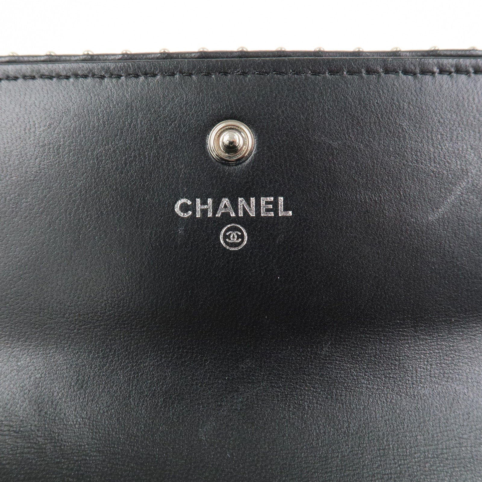 CHANEL COCO Mark V Stitch Leather Flap Long Wallet Black A81217