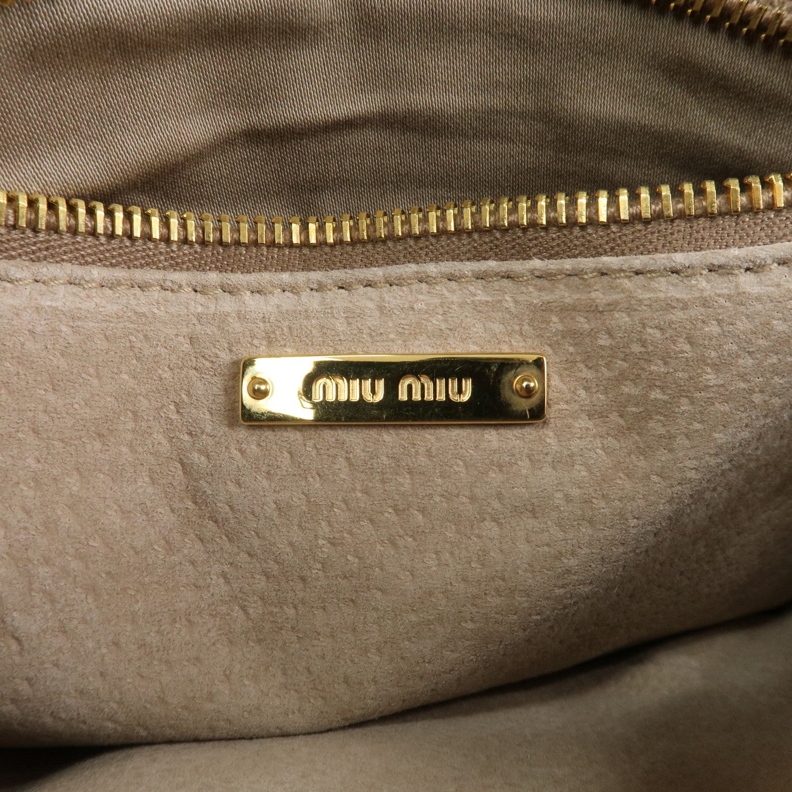 MIU MIU MADRAS Leather 2Way Bag Hand Bag Shoulder Bag Grey