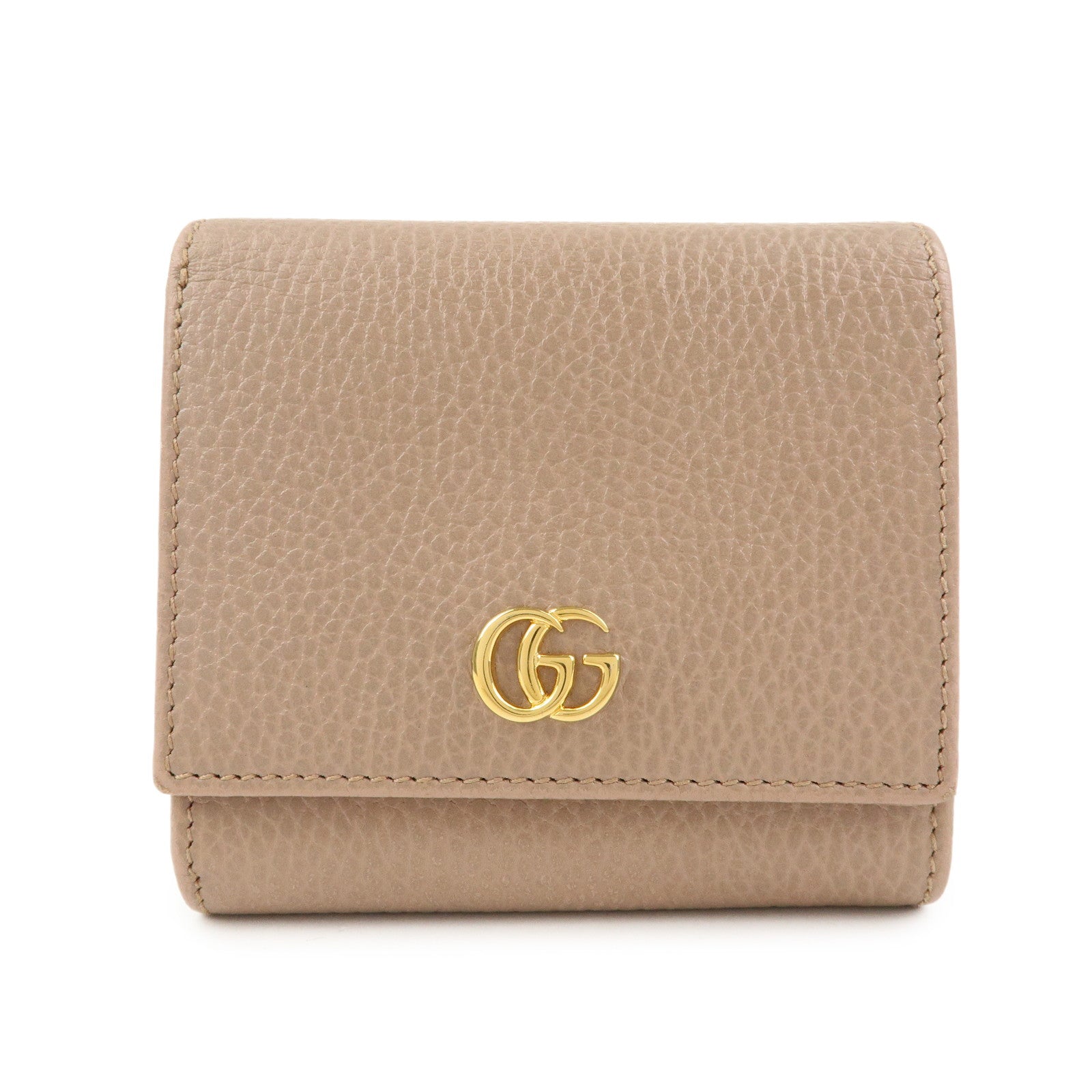 GUCCI GG Marmont Leather Compact Wallet Pink Beige 59858