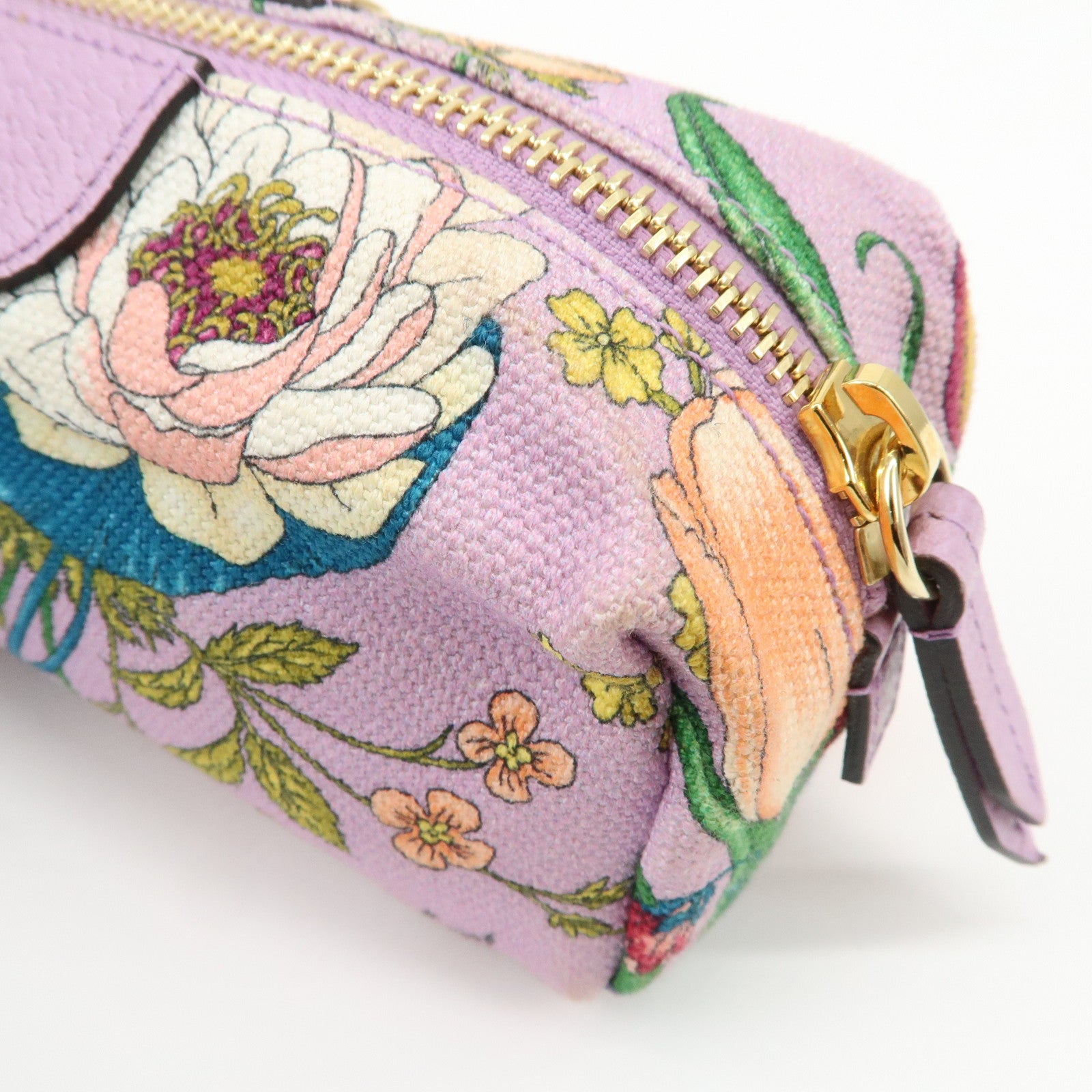 GUCCI GG Marmont Canvas Leather Pouch Flower Purple 577355