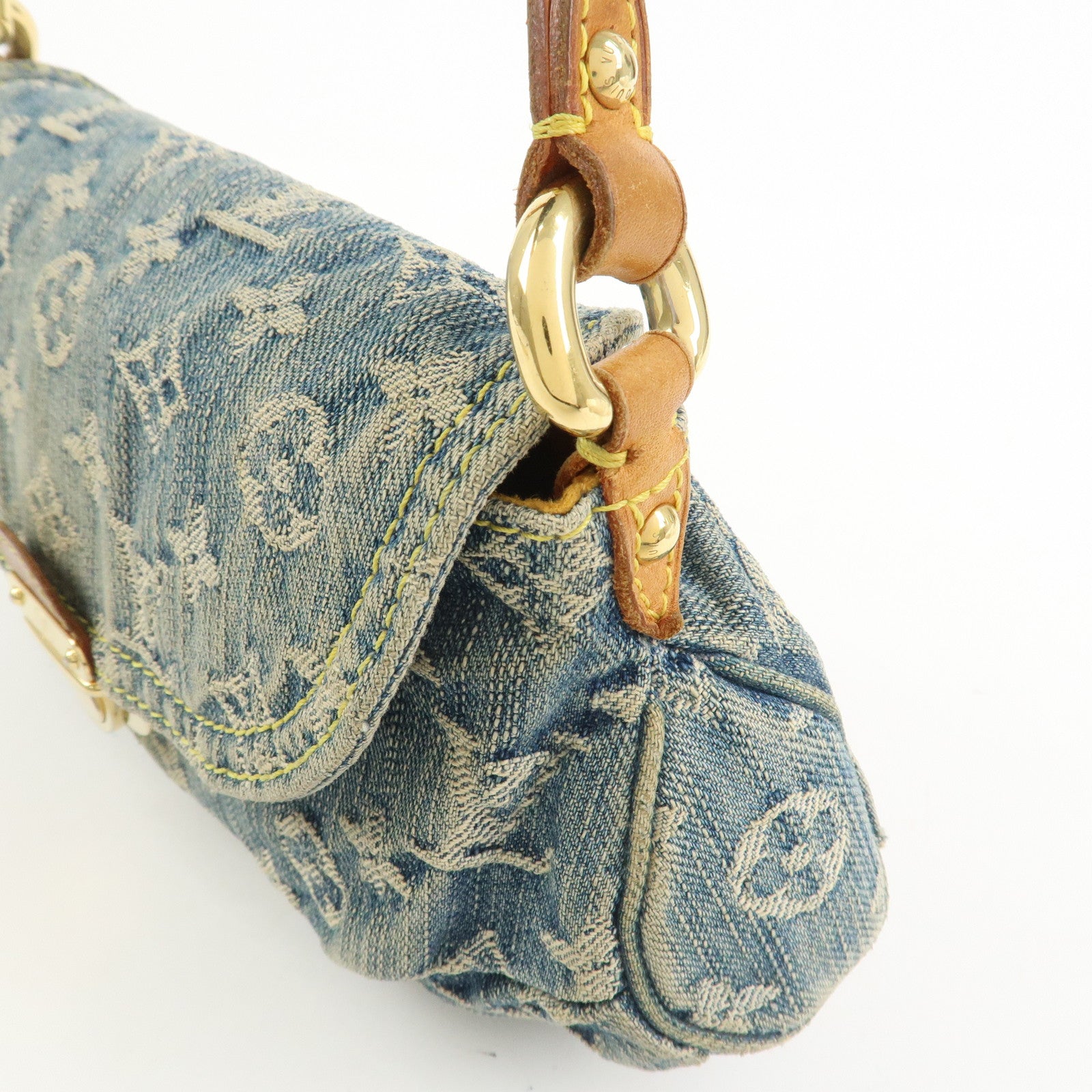 Louis Vuitton Monogram Denim Mini Pleaty Shoulder Bag Blue M95050