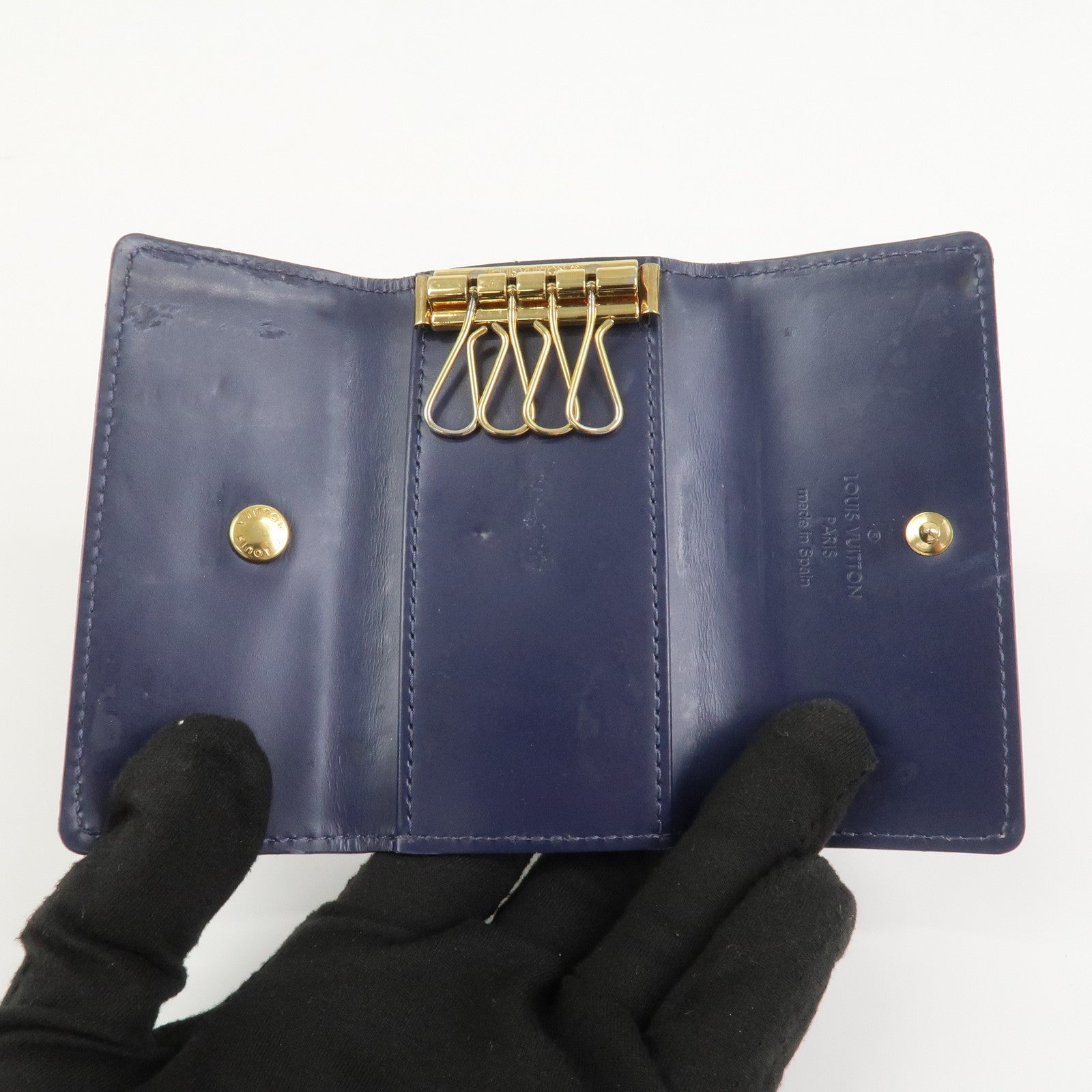 Louis Vuitton Monogram Vernis Multicle 4 Ring Key Case Indigo