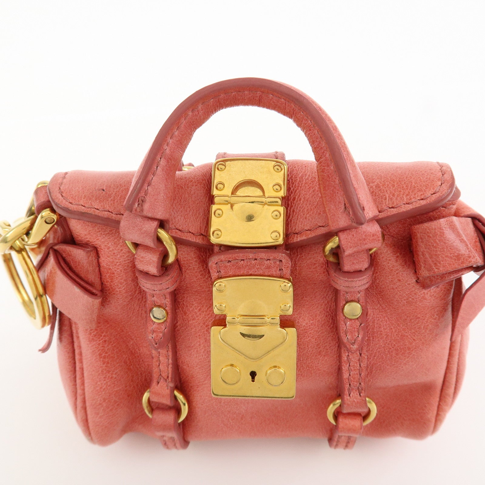 MIUMIU Leather Small Purse Bag Charm Key Charm Pink