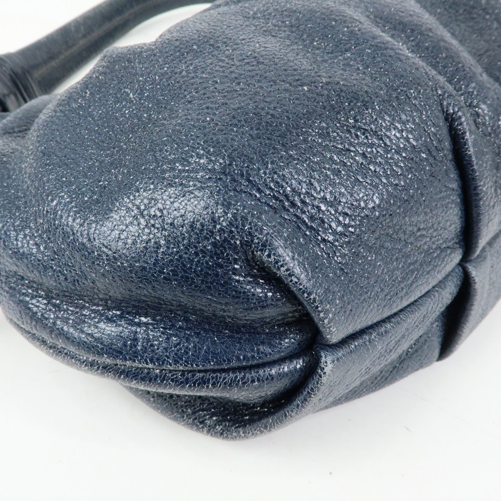 PRADA Leather Hand Bag Shoulder Bag Navy Blue 5782586