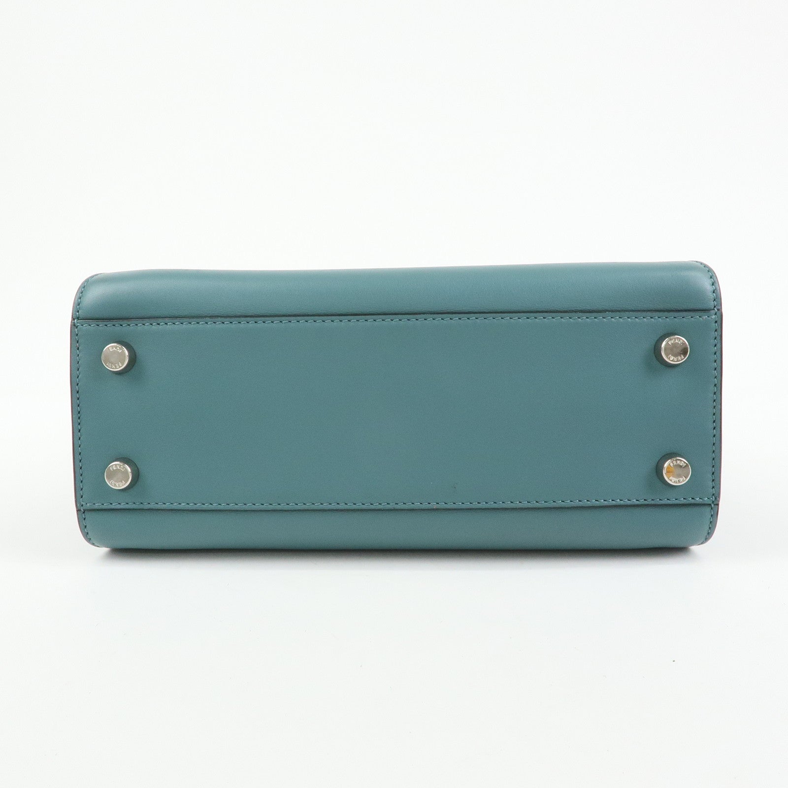 FENDI Peekaboo Iconic Essentially Leather 2Way Hand Bag Blue 8BN302