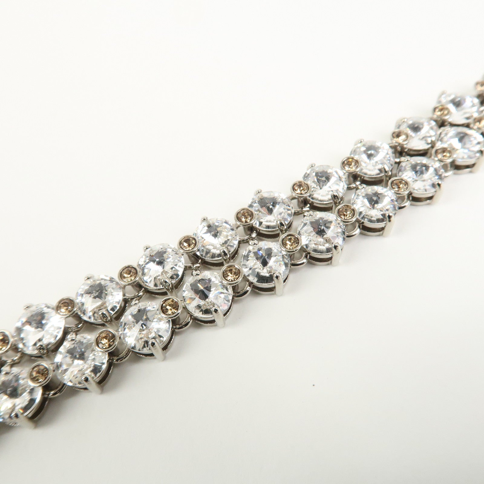 MIU MIU Logo Rhinestone Metal Necklace Choker Silver