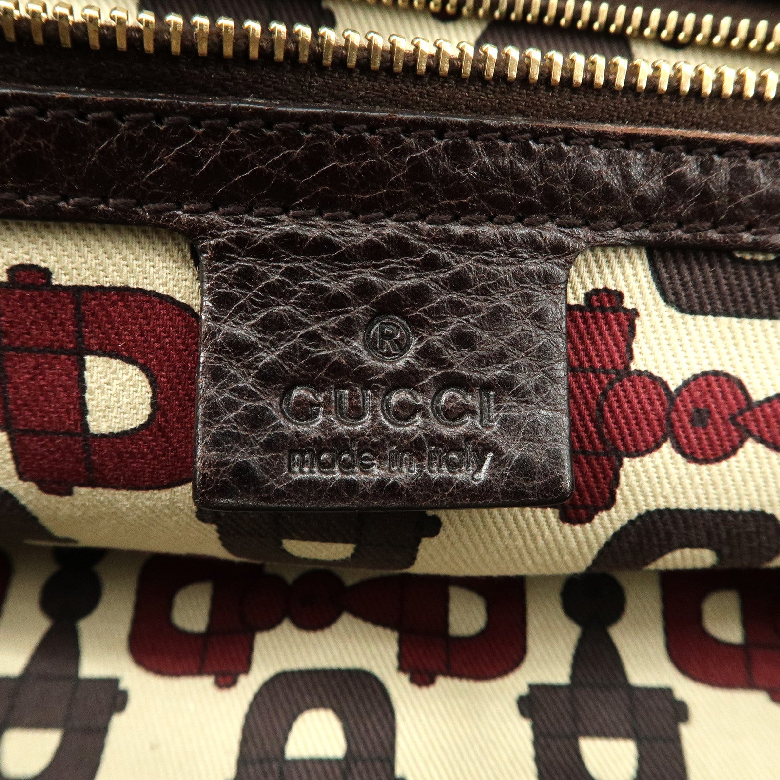 GUCCI Guccissima Leather Mini Boston Bag Hand Bag Dark Brown 181508 Used