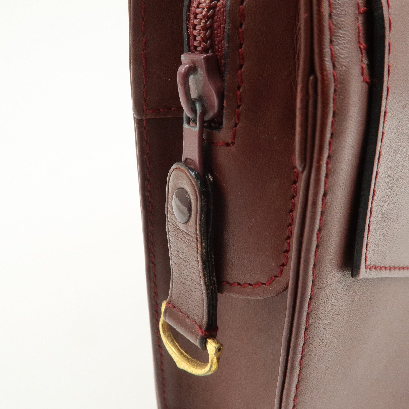 Cartier Must Line Leather Clutch Bag Pouch Bordeaux
