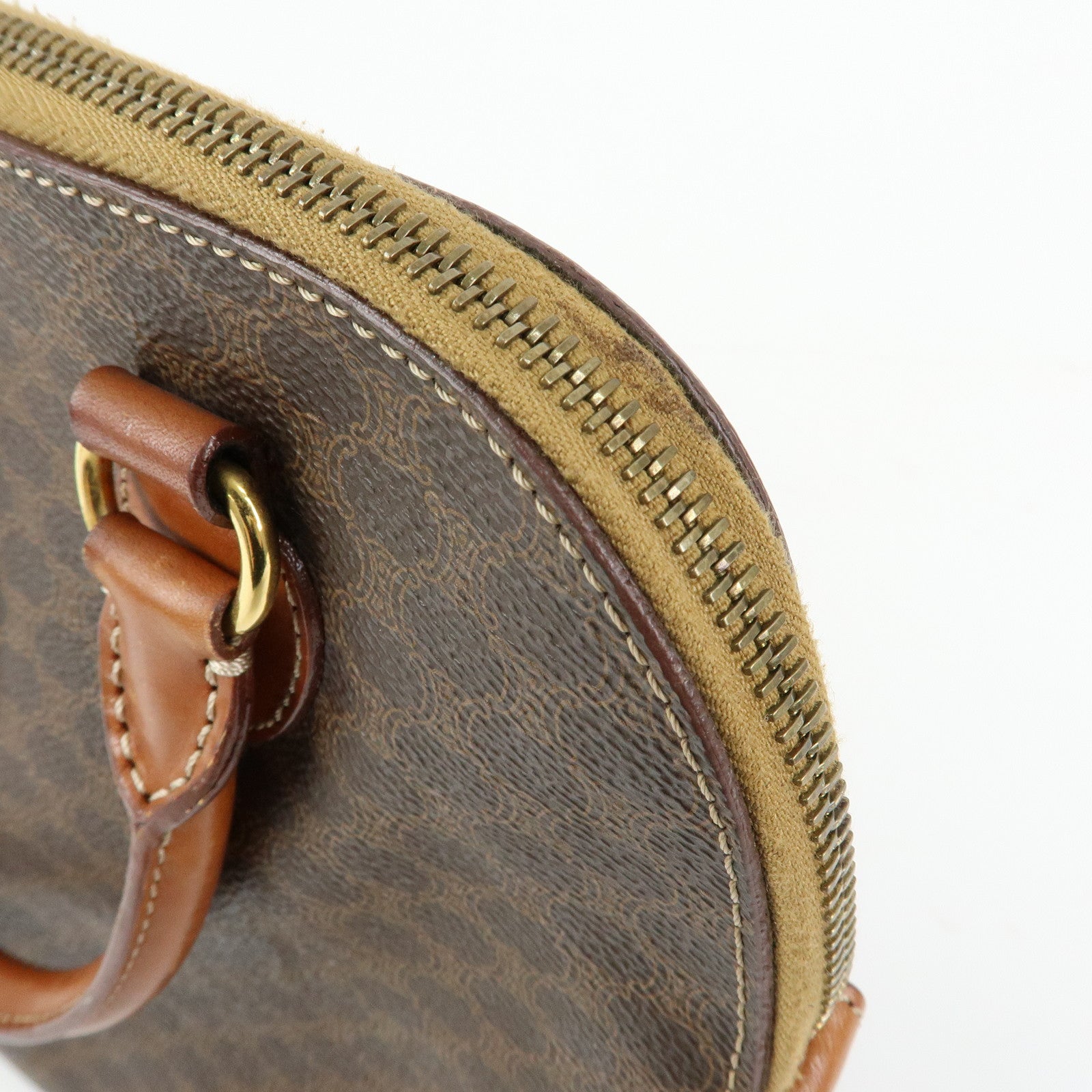 CELINE Macadam PVC Leather Hand Bag Brown