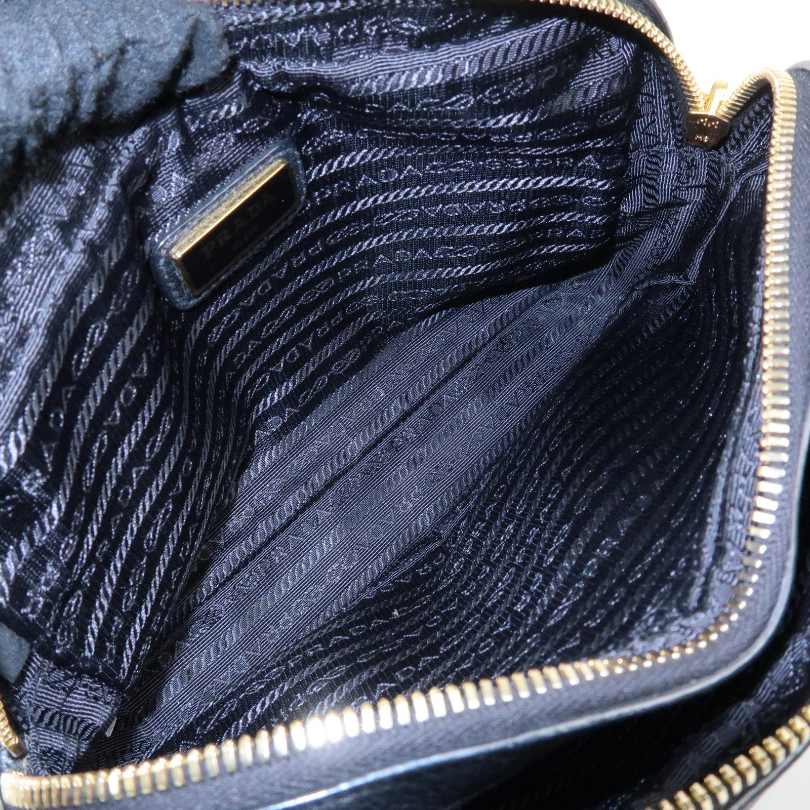 PRADA Logo Leather Shoulder Crossbody Bag Black 1BH079