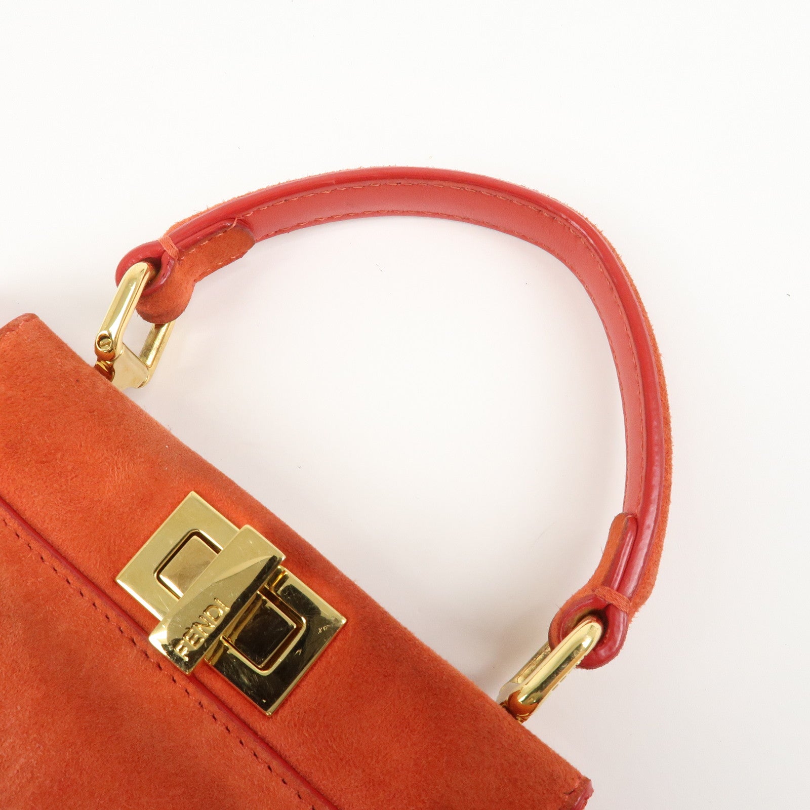 FENDI Peekaboo XS Suede 2Way Hand Bag Shoulder Crossbody Bag 8BN309