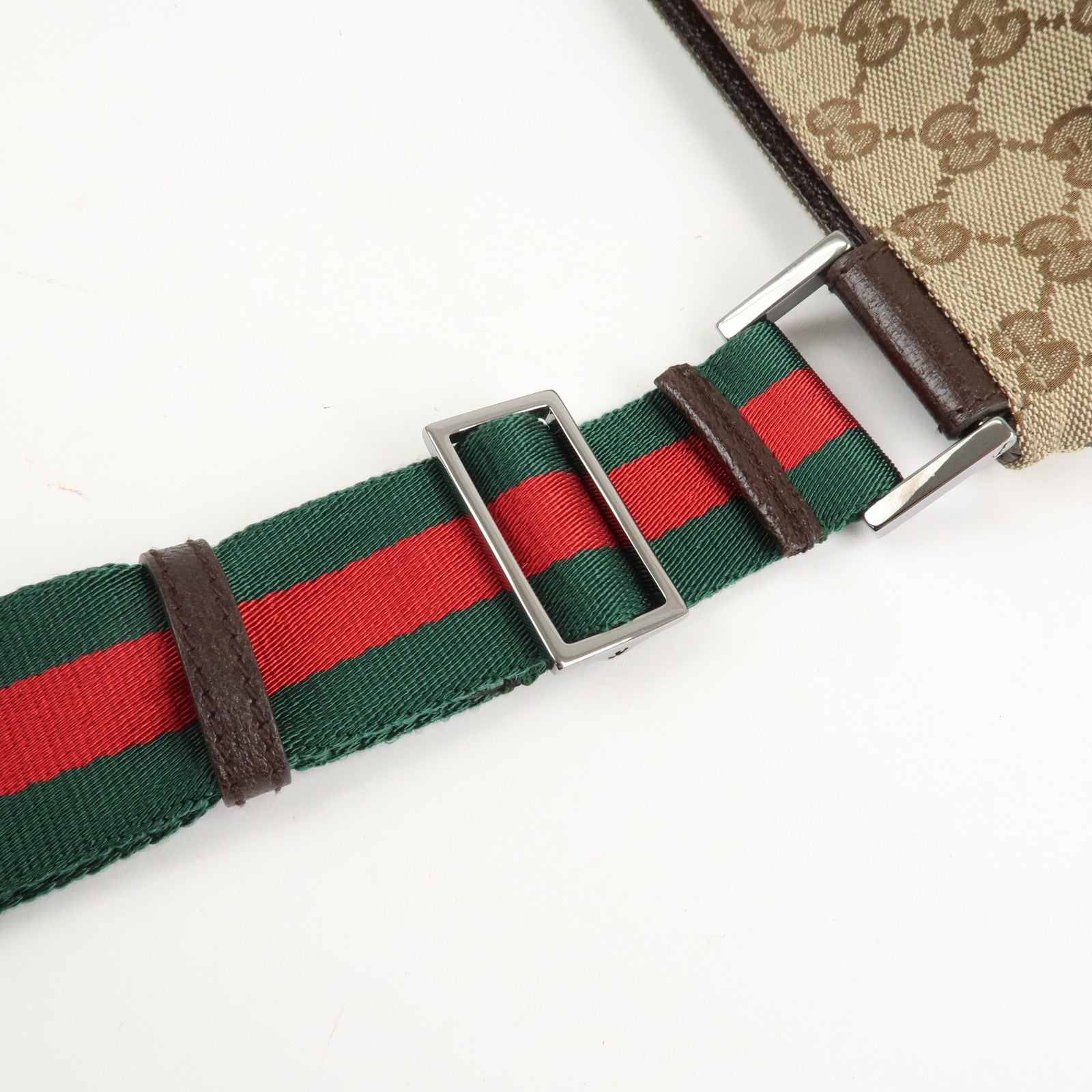 GUCCI Sherry GG Canvas Leather Shoulder Bag Beige Brown 169937