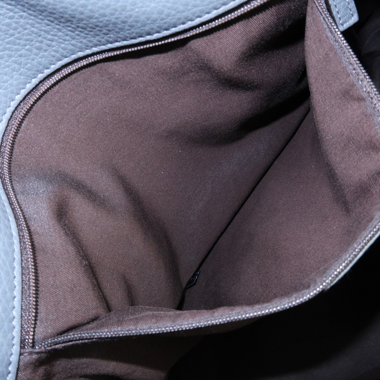 GUCCI Logo Leather Tote Bag Shoulder Bag Gray 380118