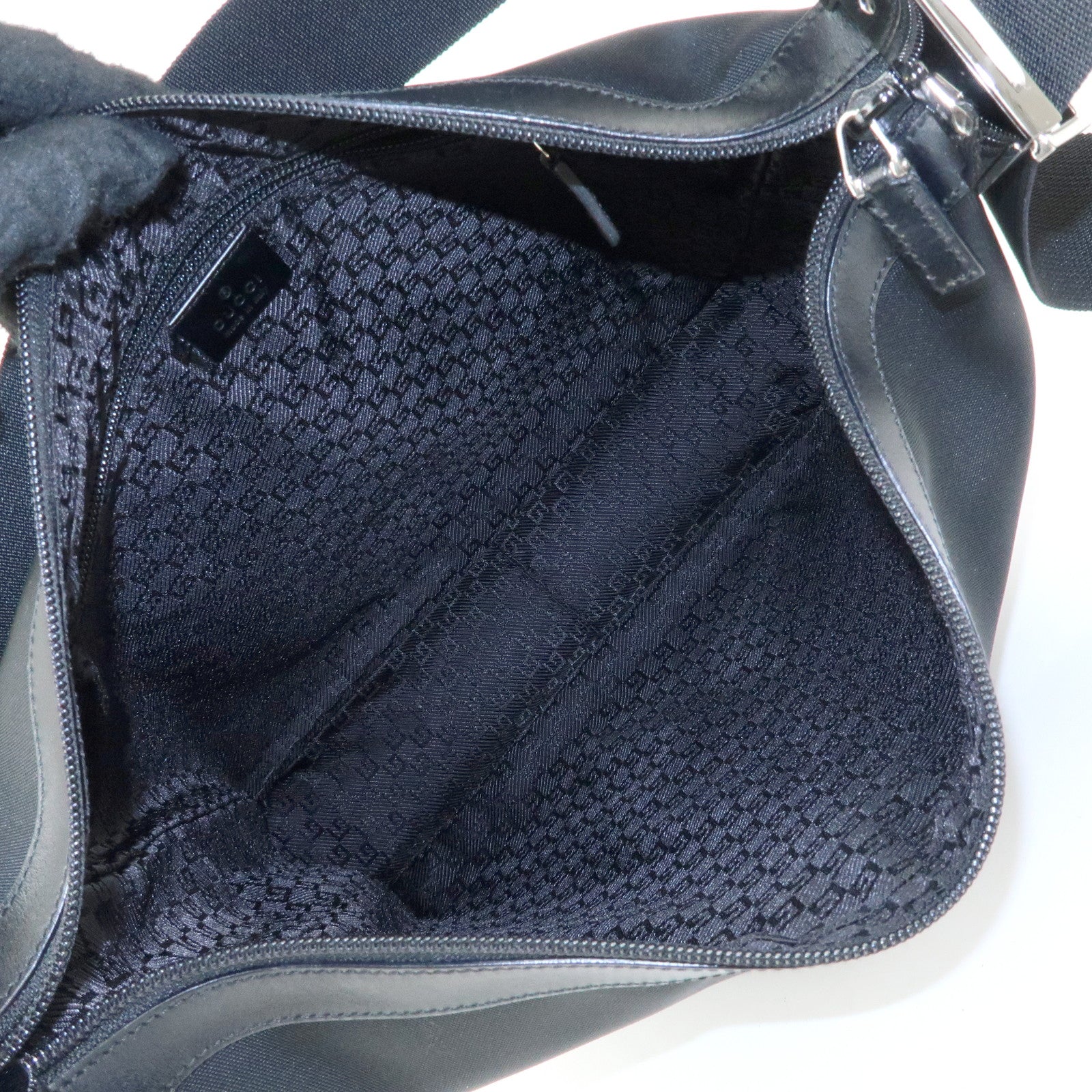GUCCI Nylon Leather Shoulder Bag Crossbody Bag Black 34037