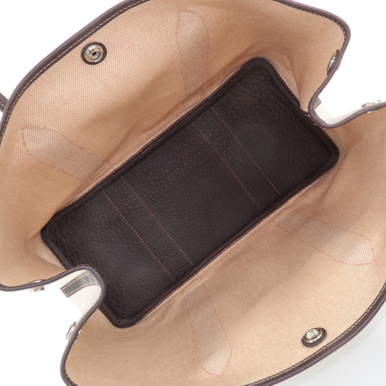 HERMES Garden Party PM Toile Ash H Stamped Leather Tote Bag Used