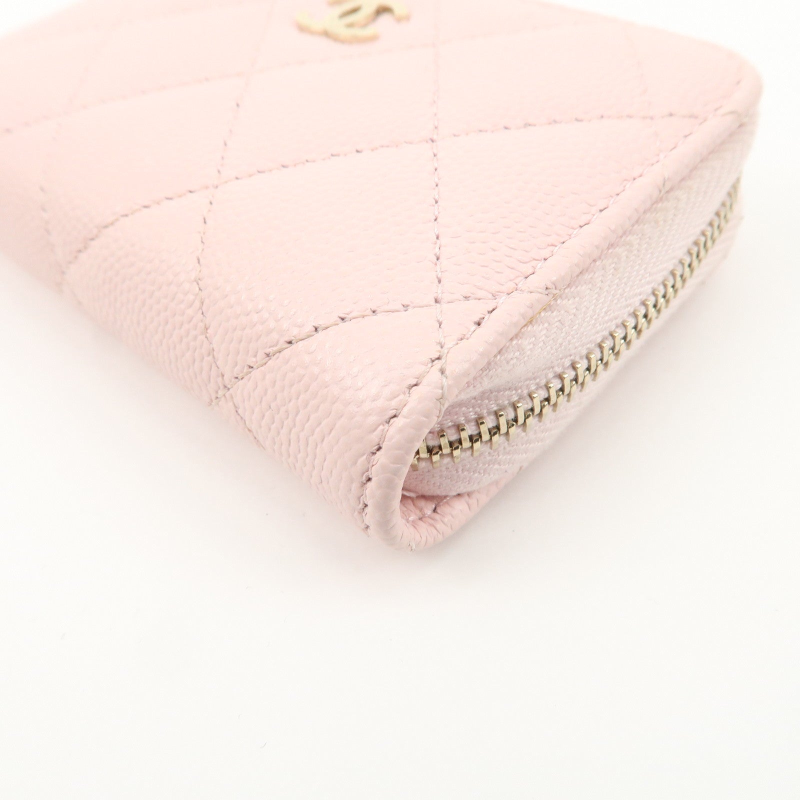 CHANEL Time Classic Matelasse Caviar Skin Zippy Coin Purse Pink AP0216 Used