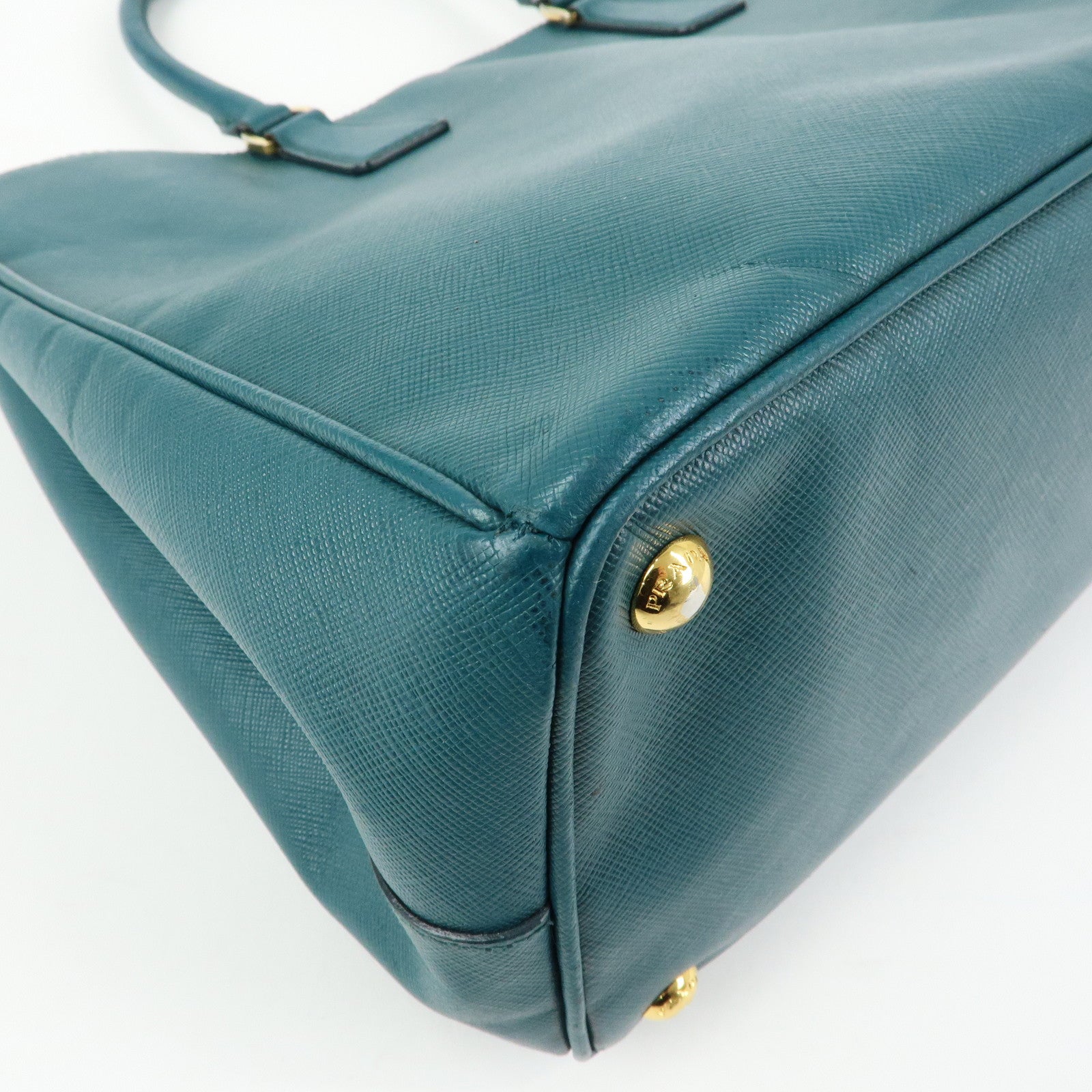 PRADA Triangle Logo Galleria Saffiano Leather Tote Hand Bag Green