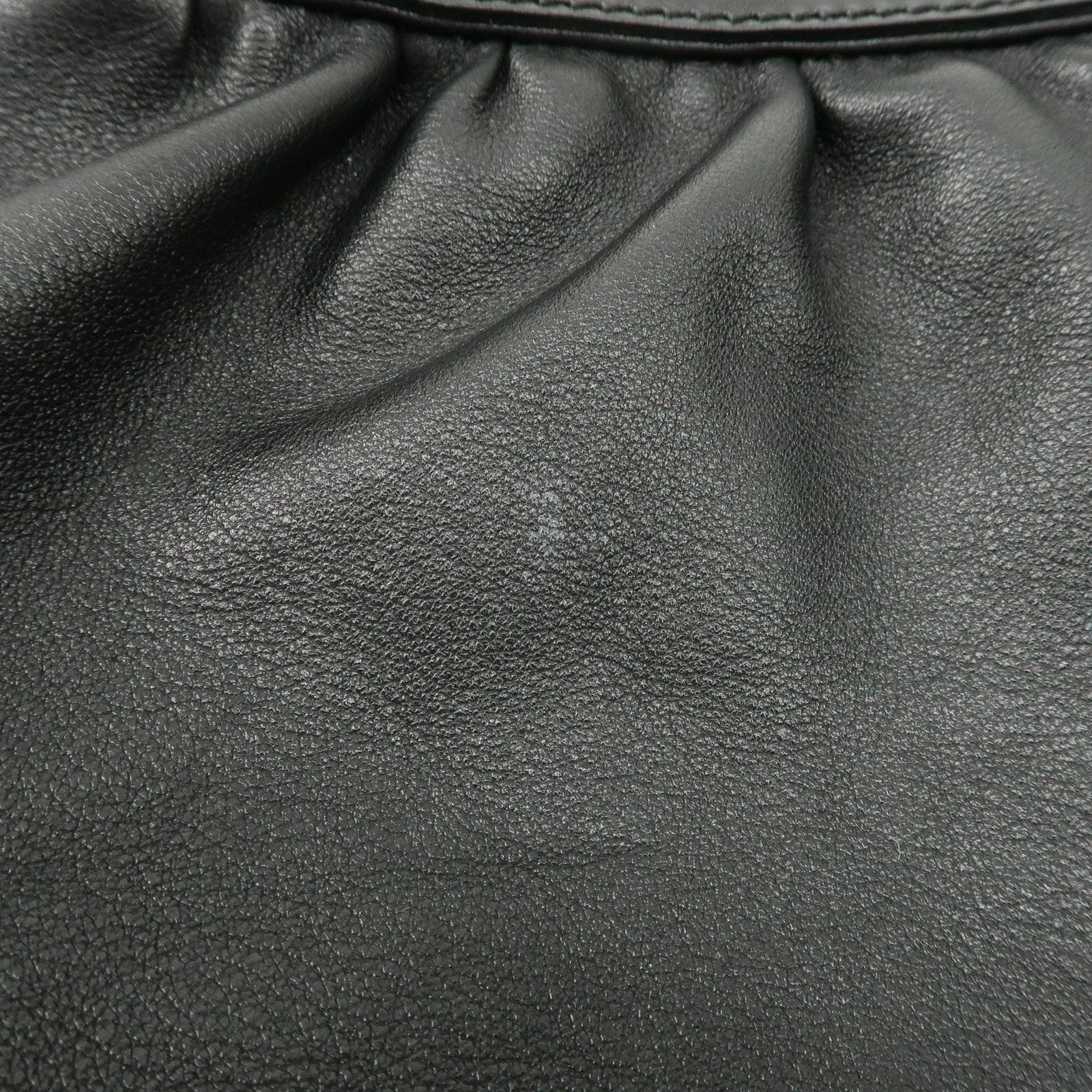 FENDI Leather Shoulder Bag Hand Bag Black Gold Hardware 8BR344 Used